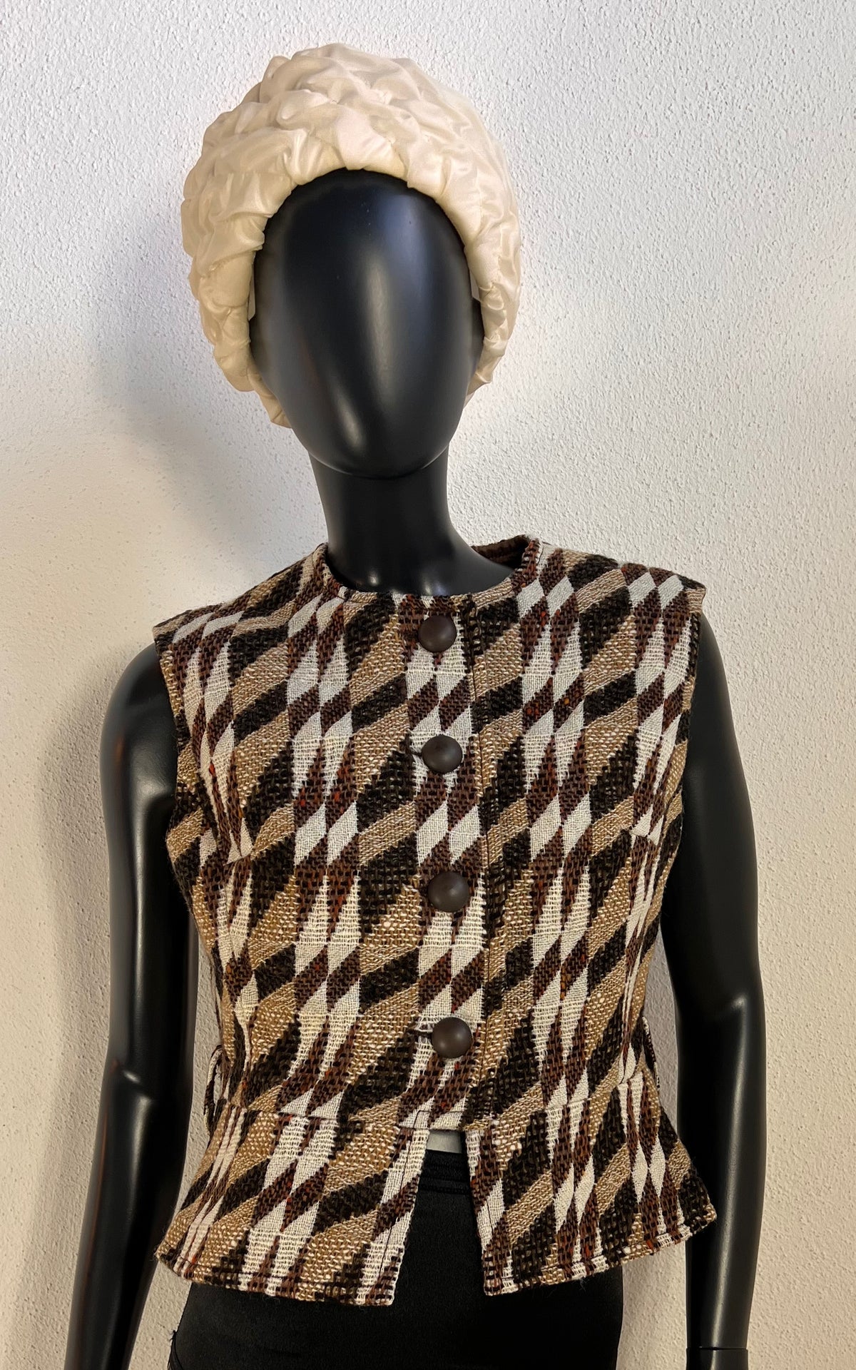 1960s Lalonde Paris Haute Couture Woven Vest with Velvet Belt
