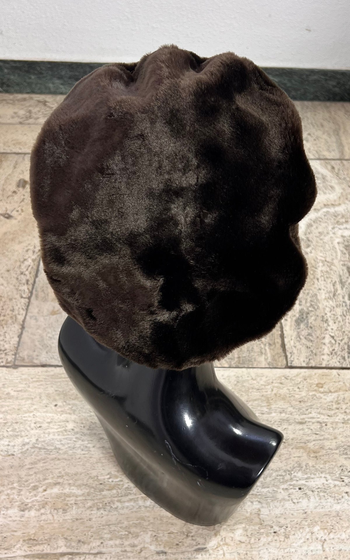 Vintage Brown Faux Fur Sculptural Hat