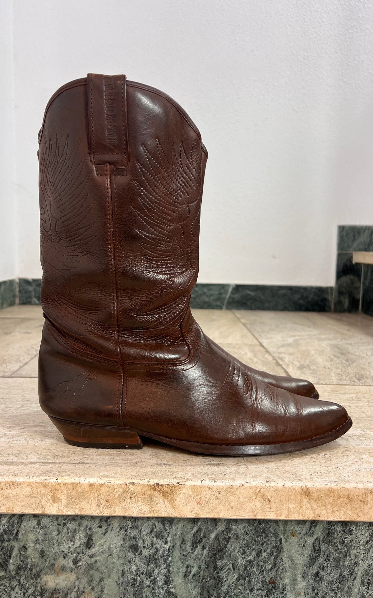 Vintage MENS Bill Montana Brown Leather Cowboy Boots – 43