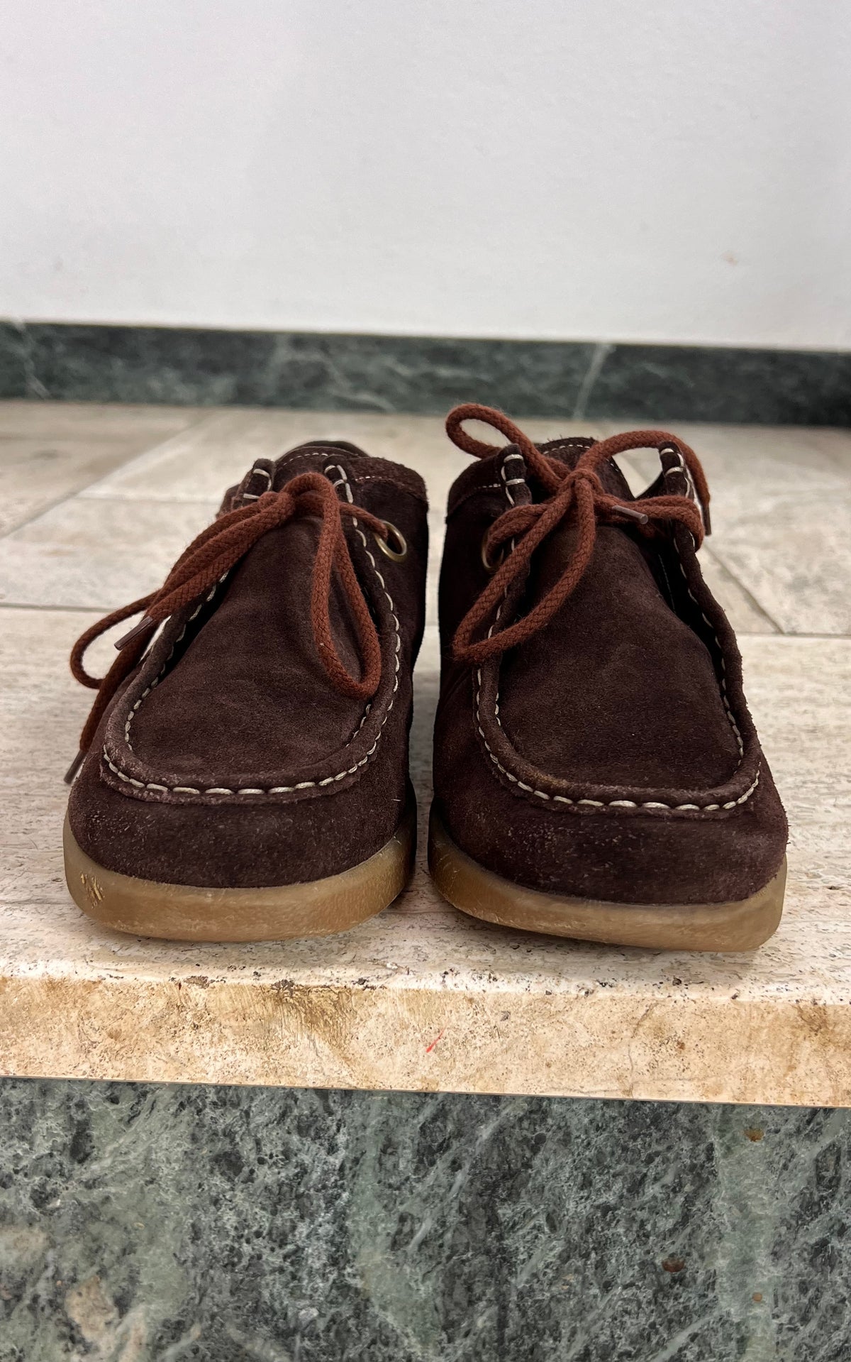 Vintage Dark Brown Suede Moccasin Shoes 40