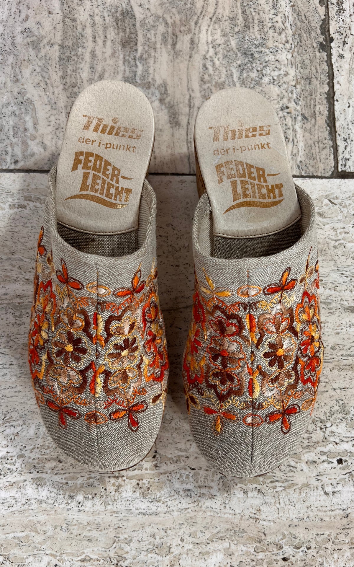 Vintage 1970s Embroidered Platform Clogs 38