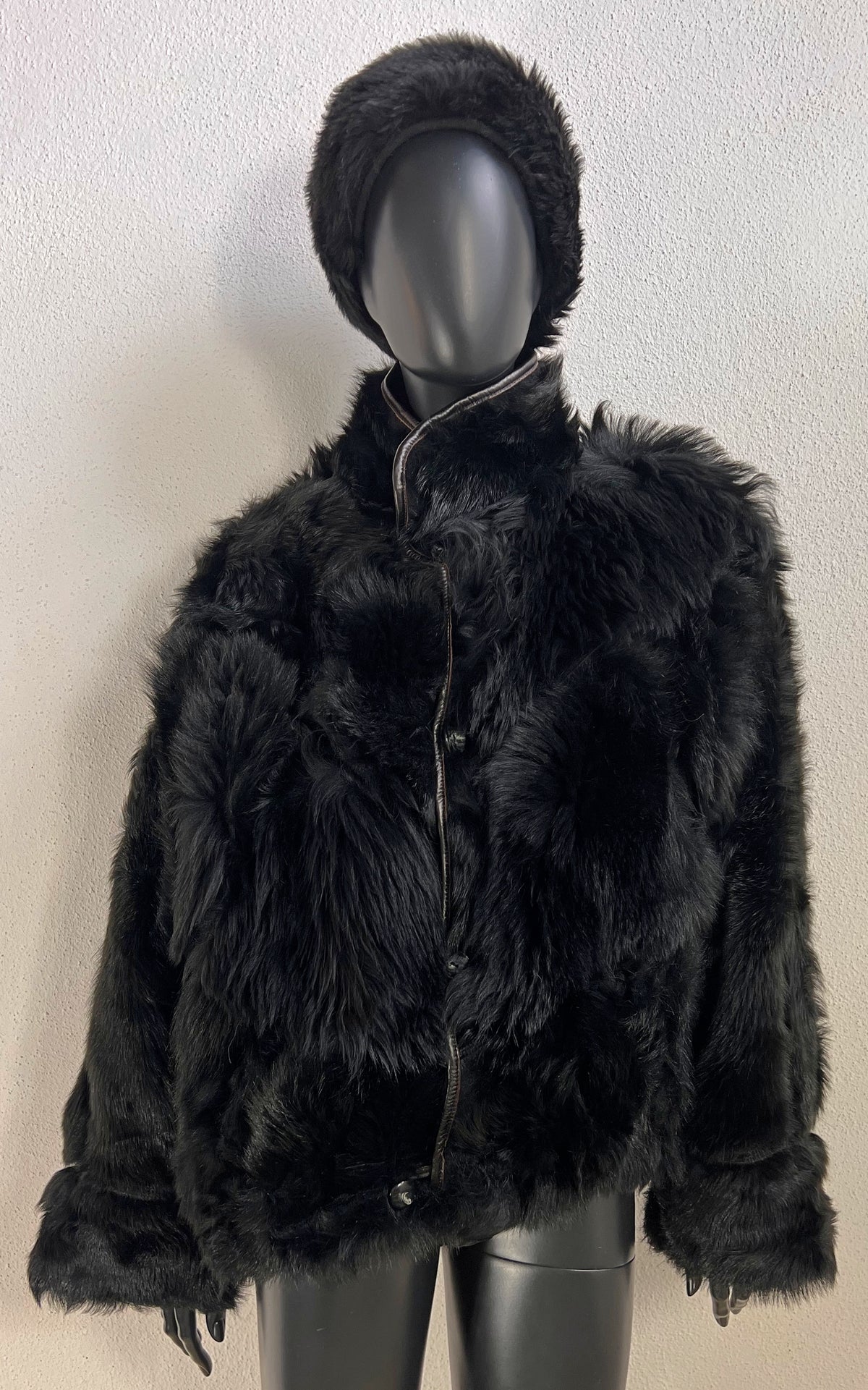 Reworked Curly Lamb Shearling Jacket Black