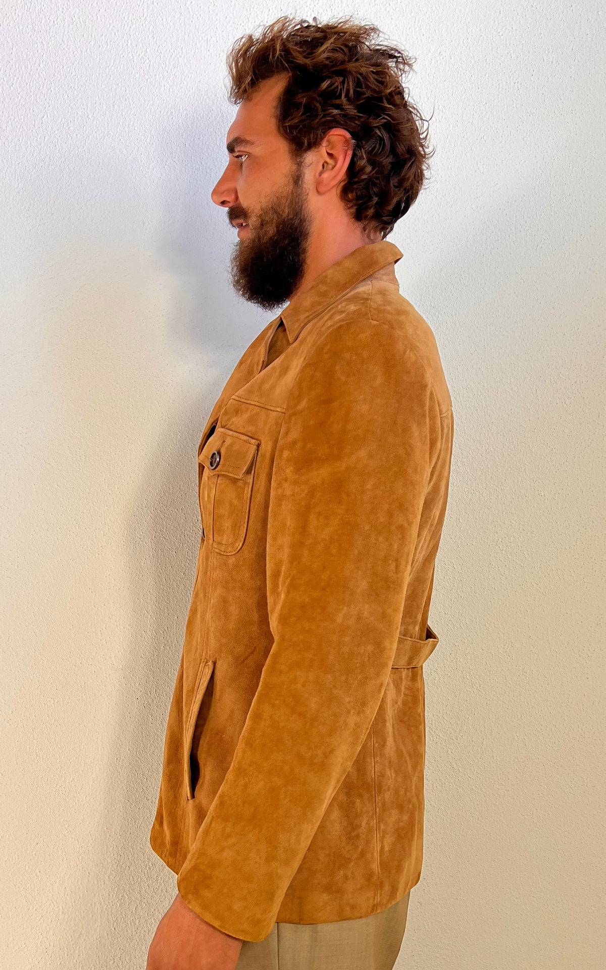 Vintage 70s MENS Tan Suede Leather Jacket