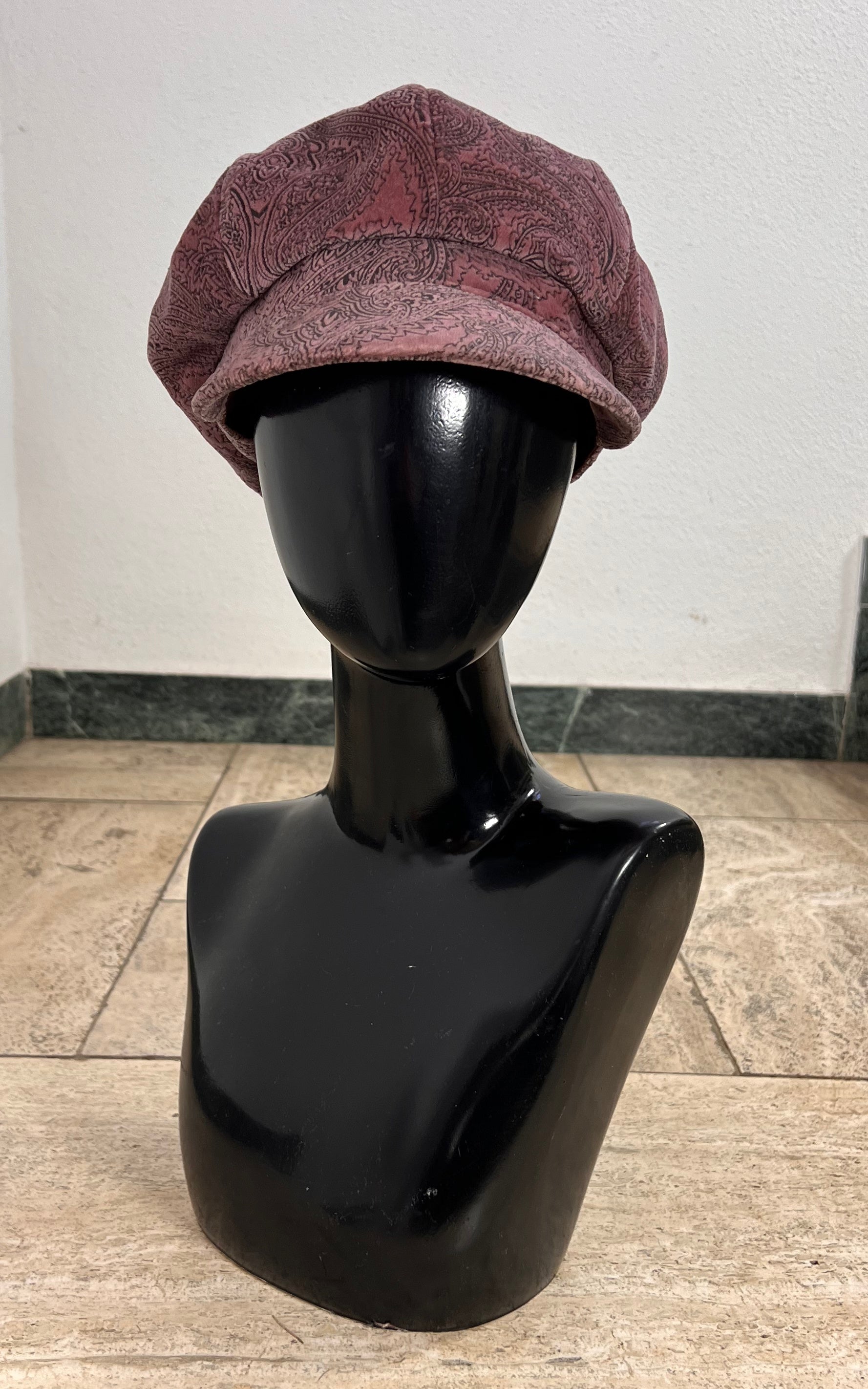 Vintage Paisley Velvet Baker Boy Hat