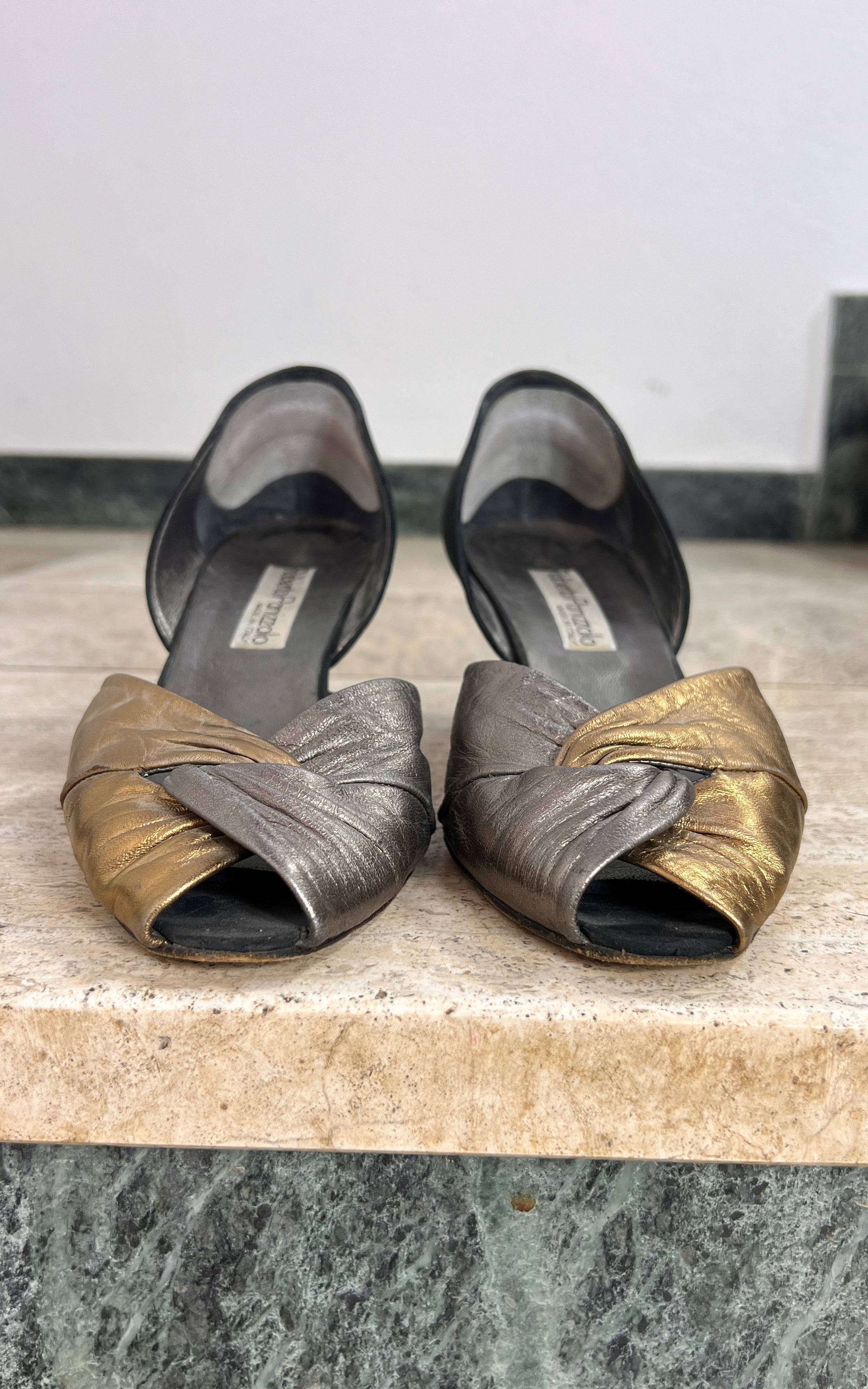 Vintage 80s Two-Tone Leather Heels 41