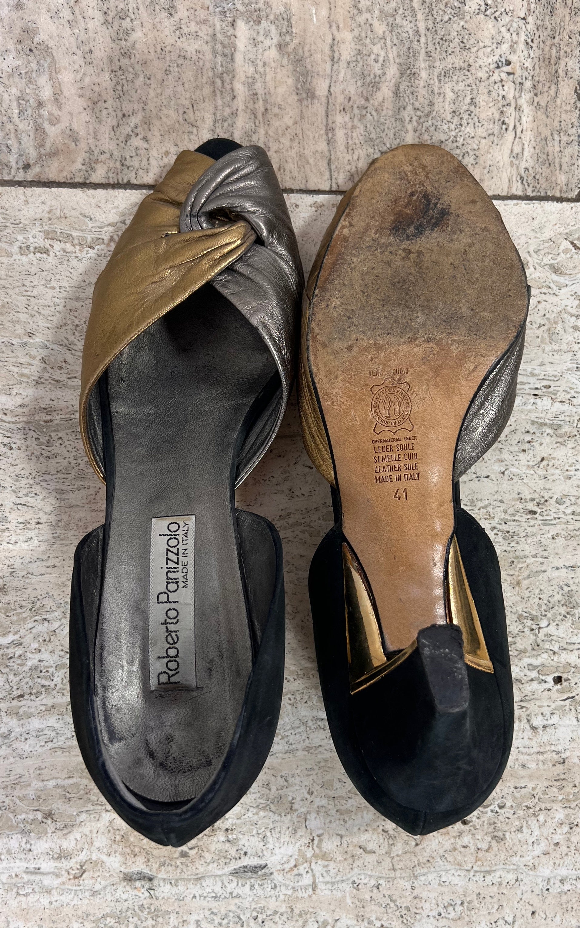 Vintage 80s Two-Tone Leather Heels 41