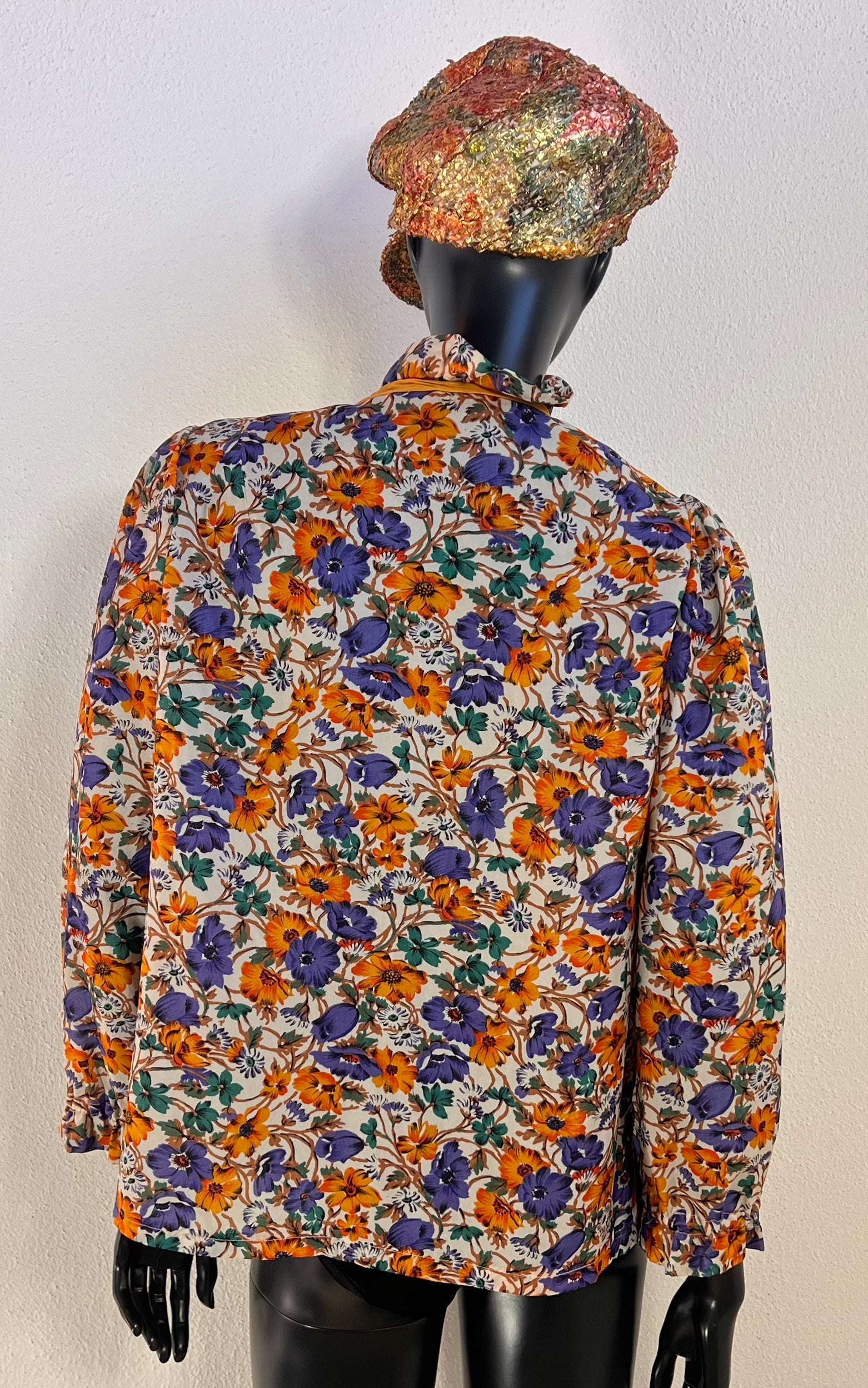 Vintage 70s Flower Silk Blouse
