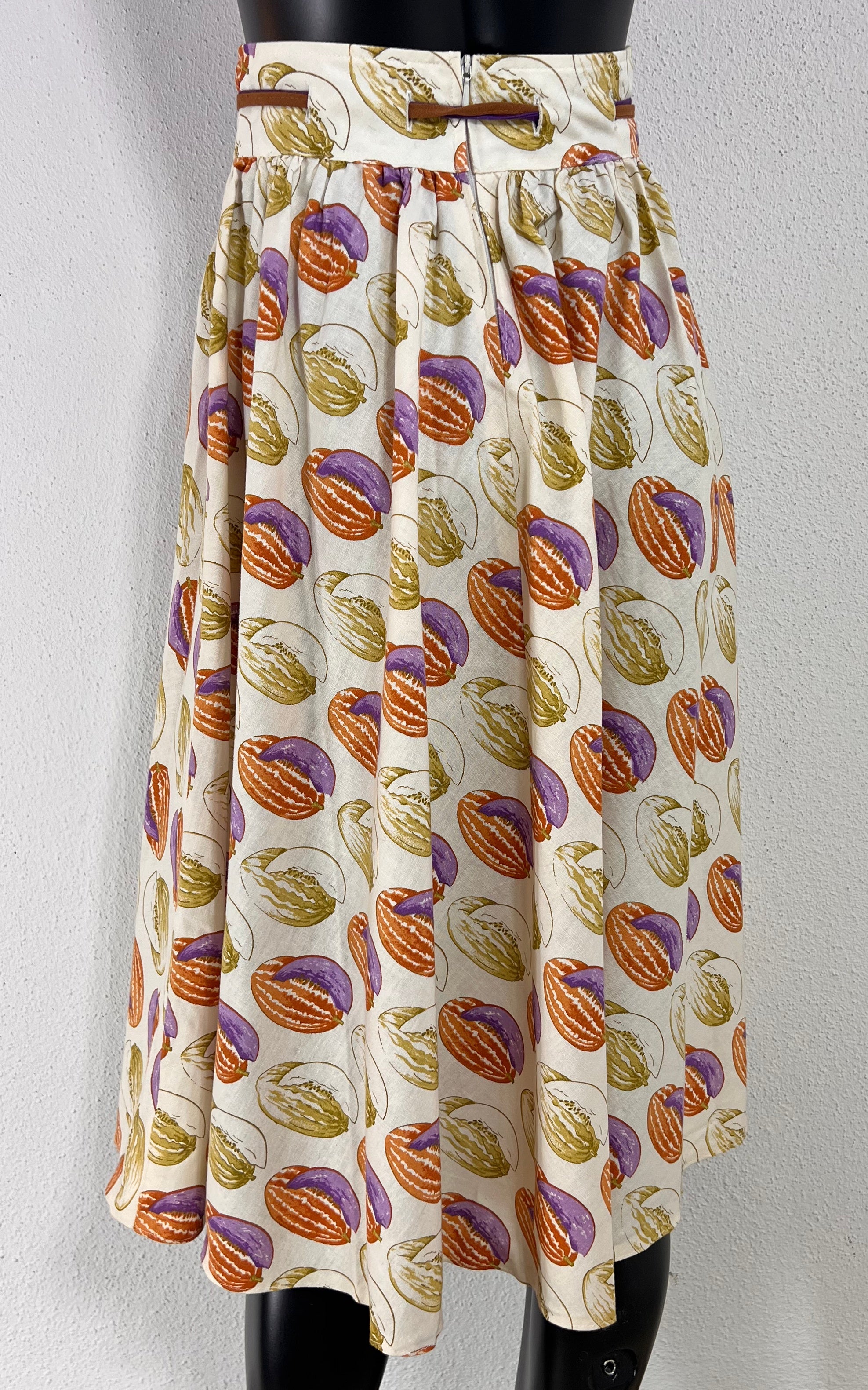 Vintage Lady Ascot Melon Print Skirt