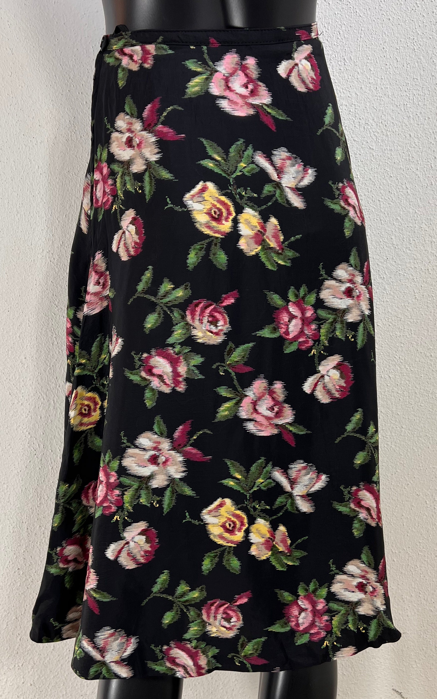 Vintage 40s Flower Silk Skirt