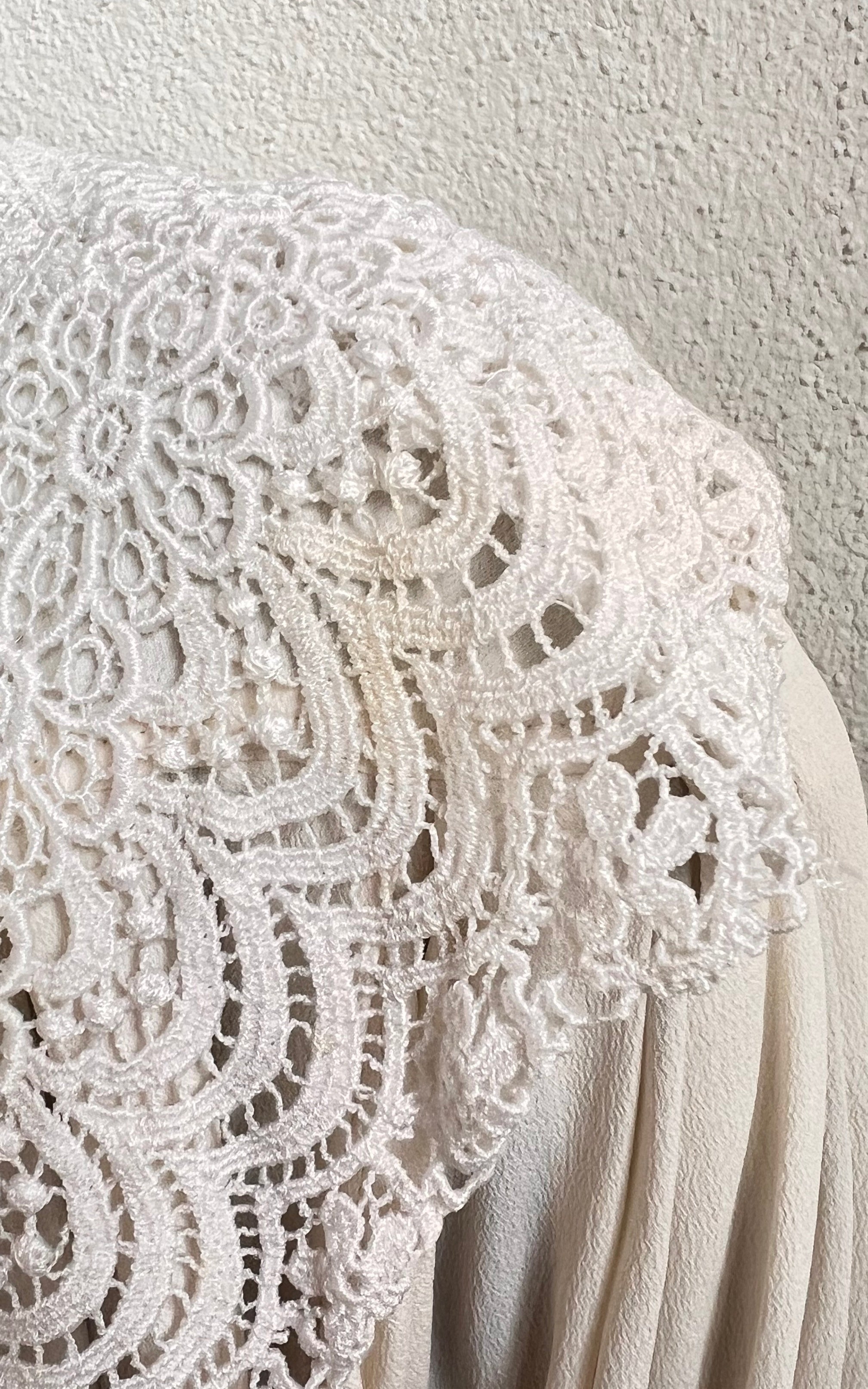 Vintage Lace Collar Silk Blouse
