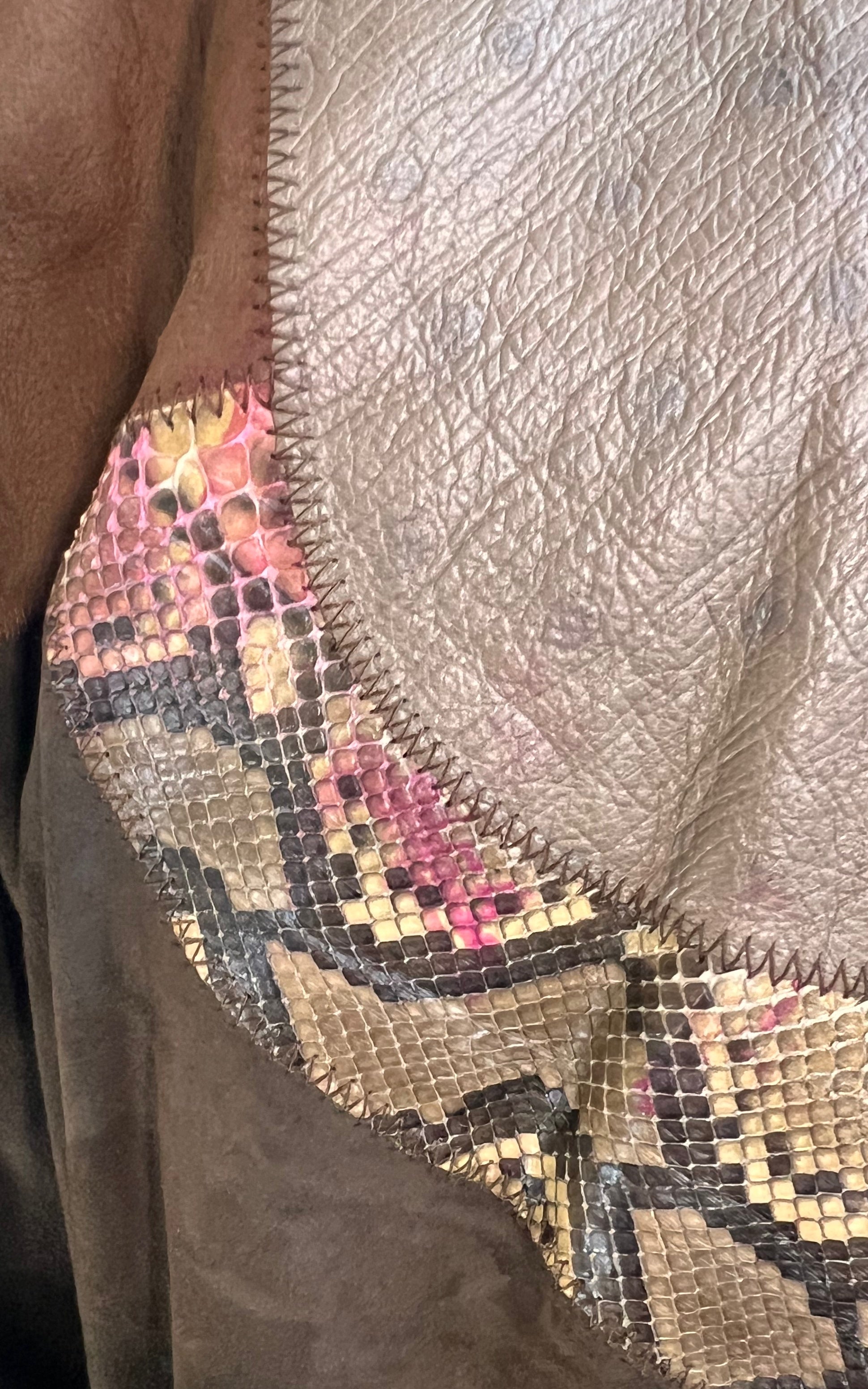 Vintage 70s Patchwork Leather Coat