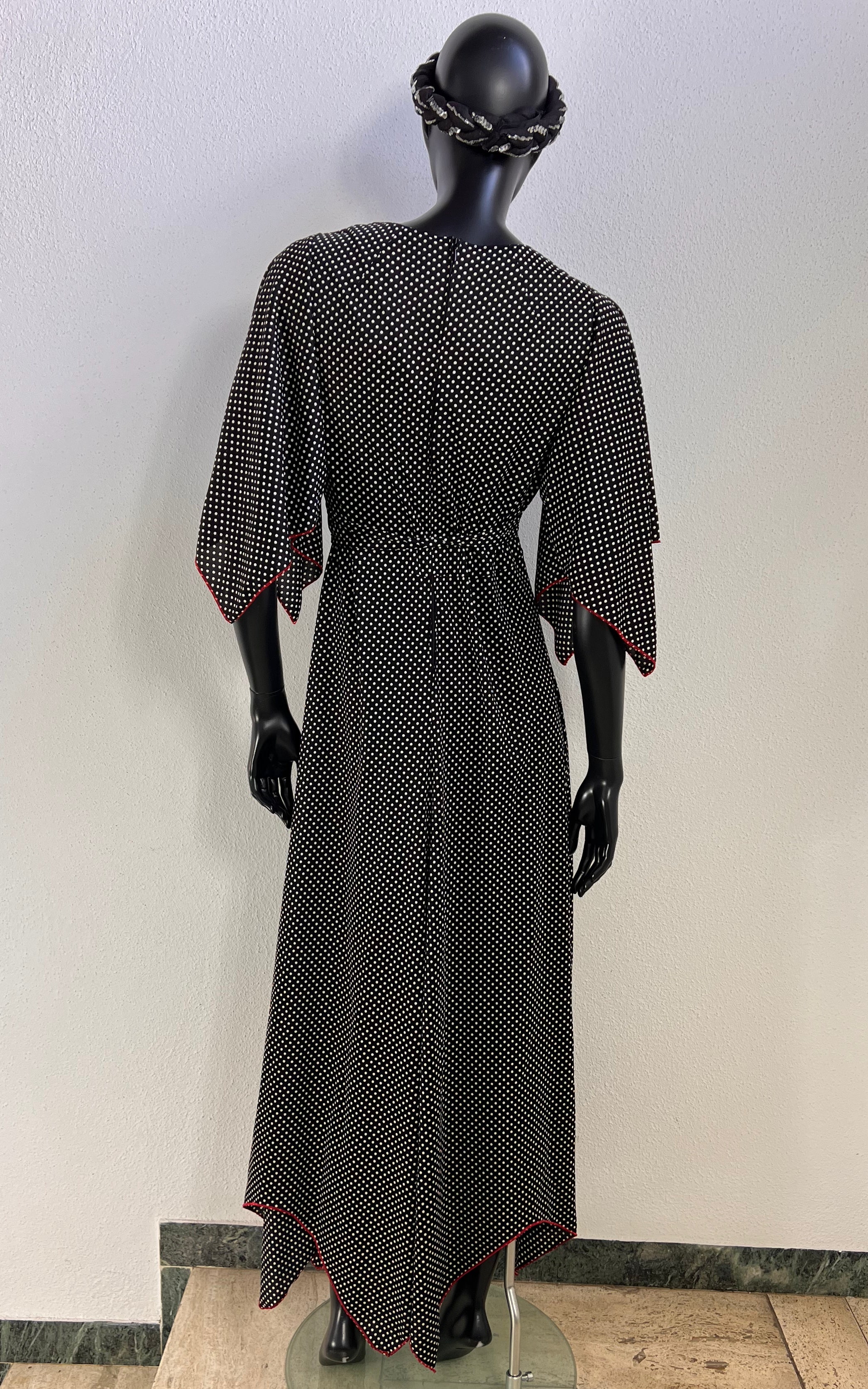 Vintage 70s Polka Dot Maxi Dress