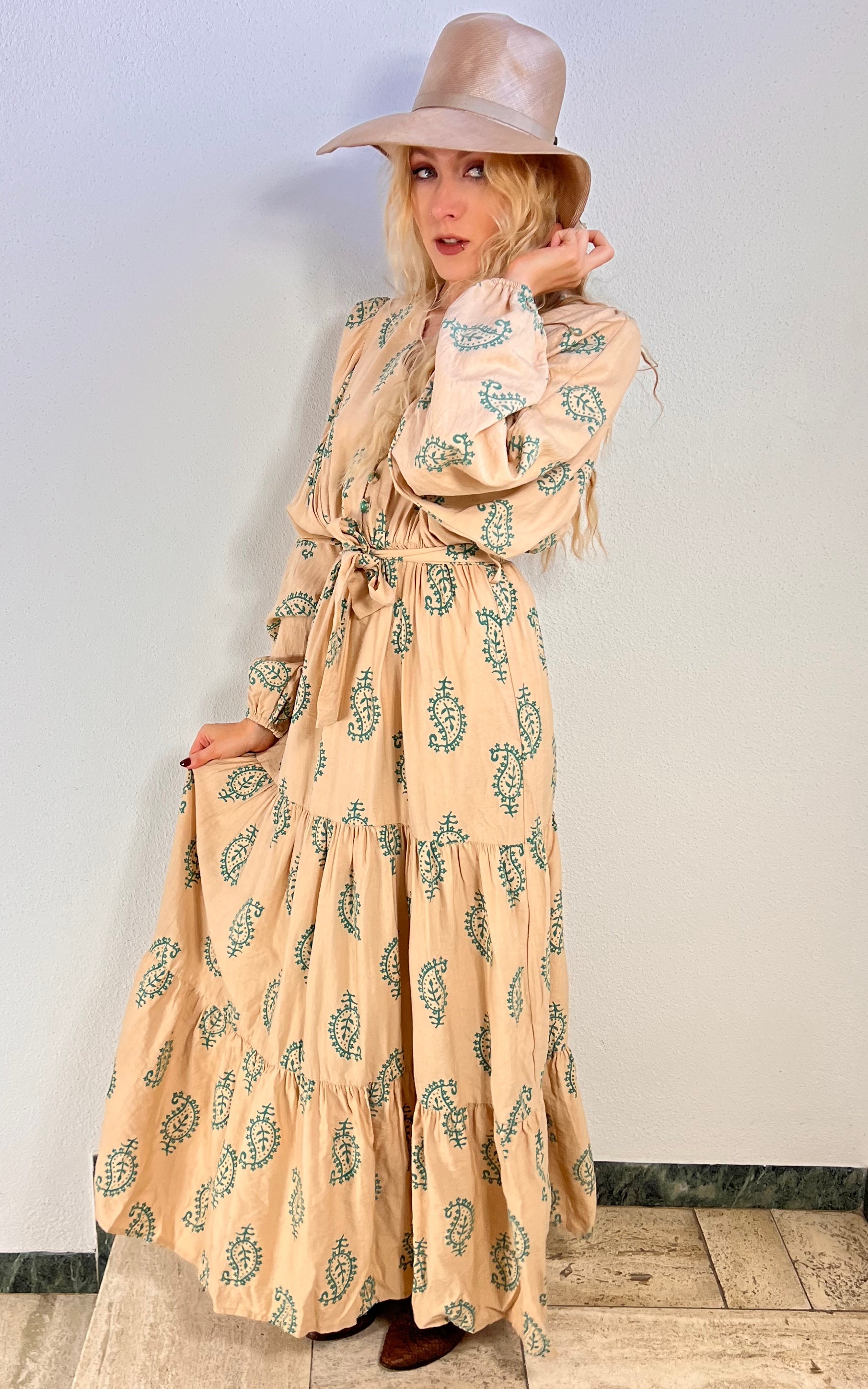 Vintage Zodiac Silk Maxi Dress