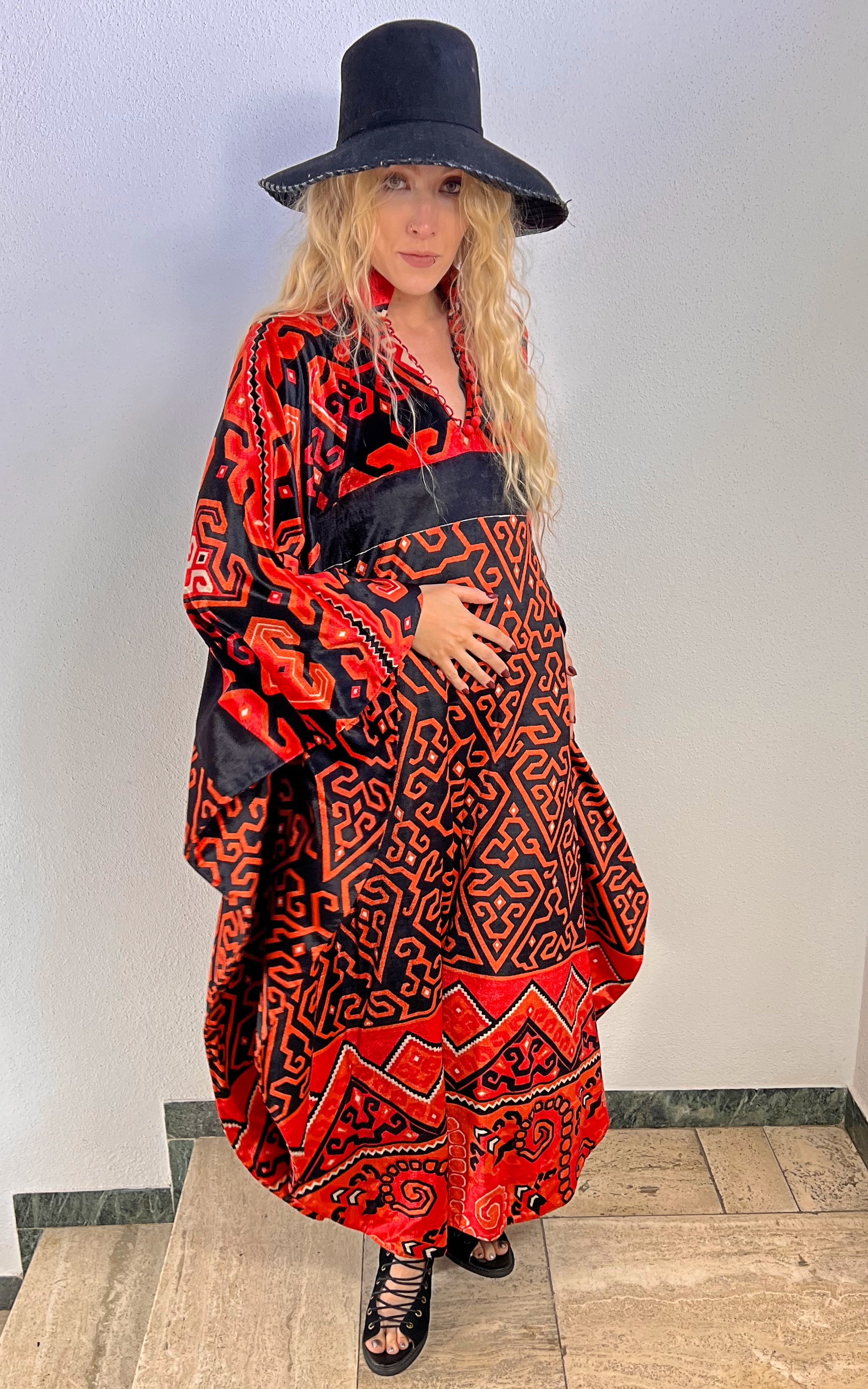 Vintage 60s Velvet Caftan Dress