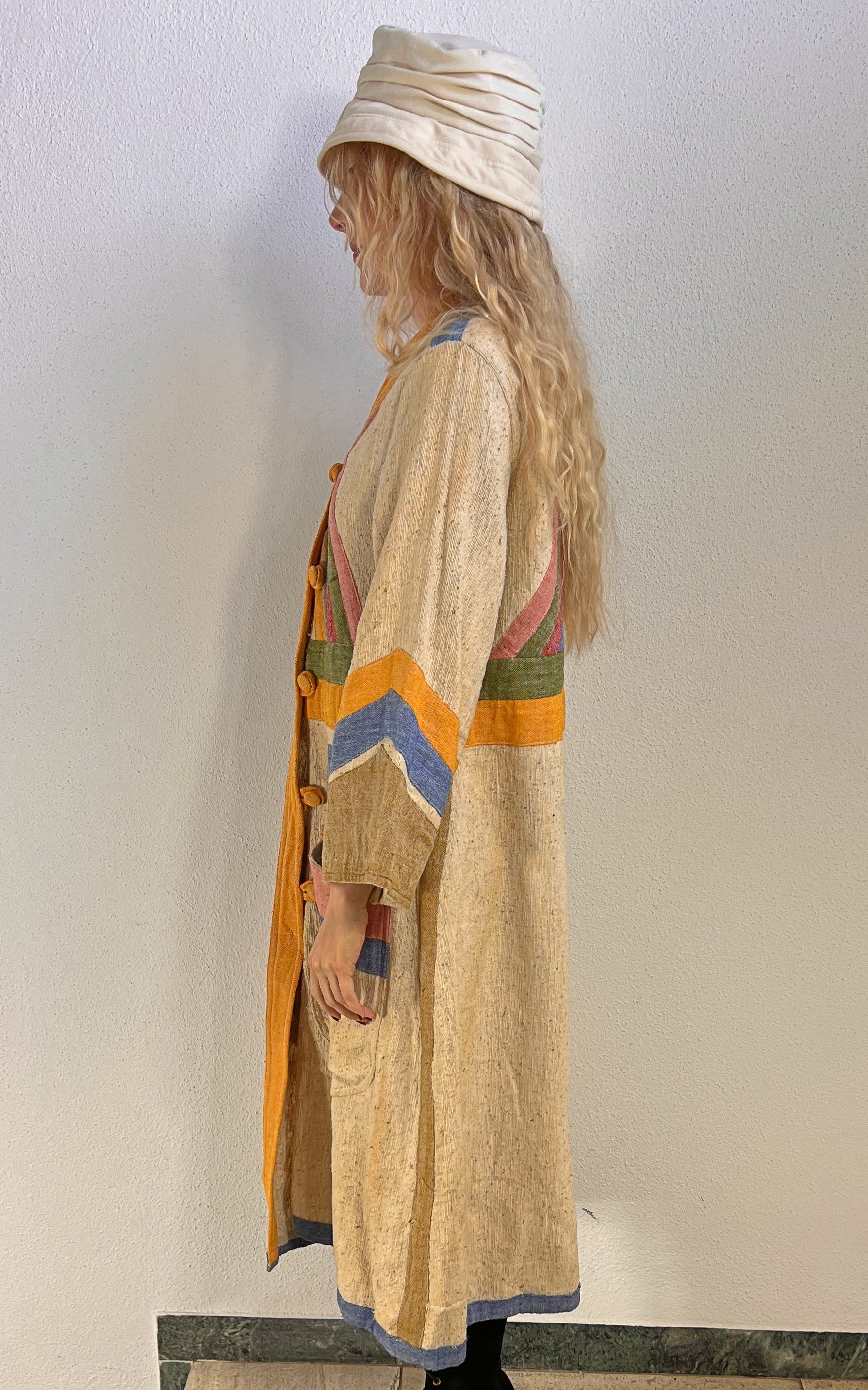 Vintage 70s Lotos Cotton Patchwork Coat