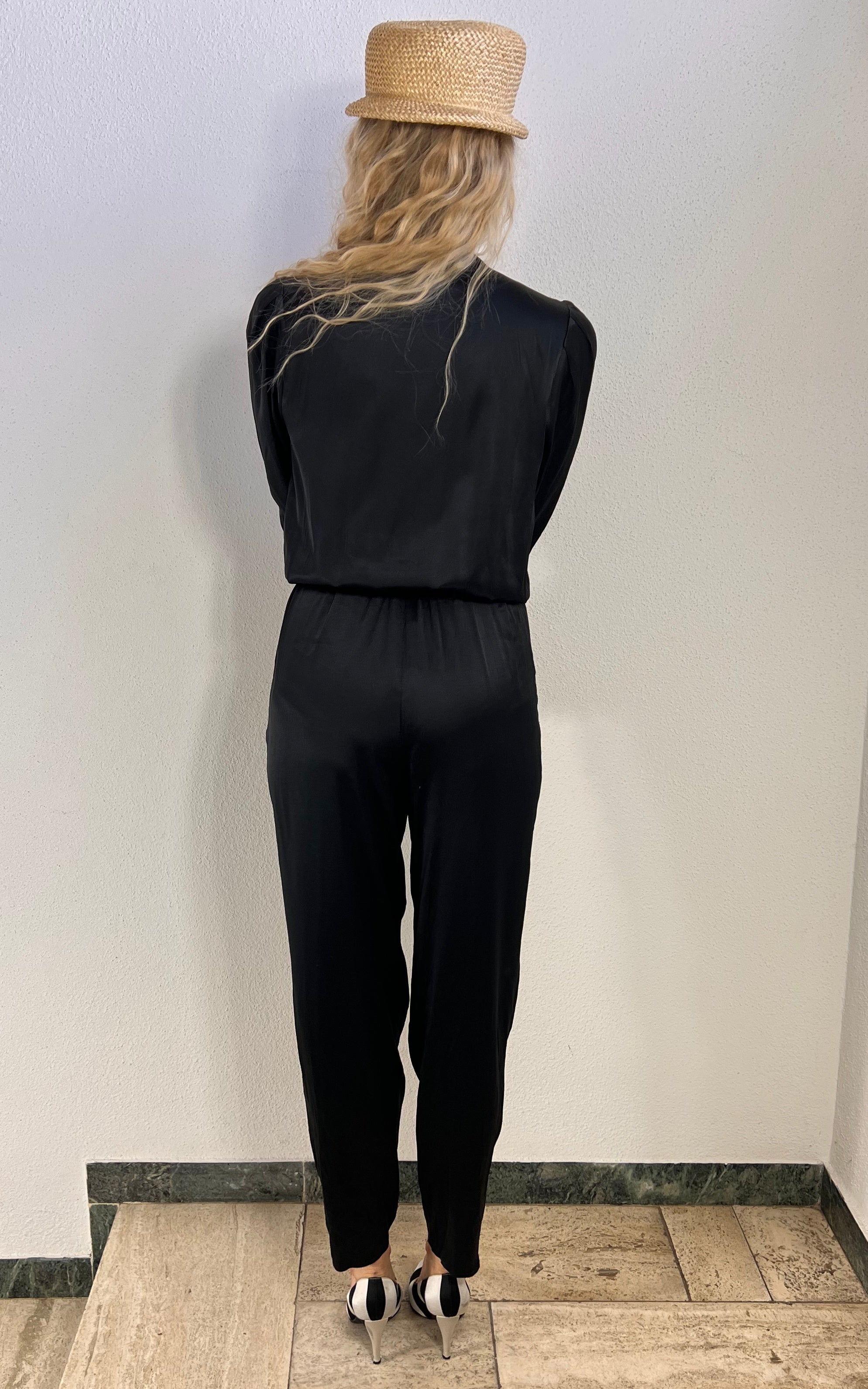 Vintage Black Silk Jumpsuit