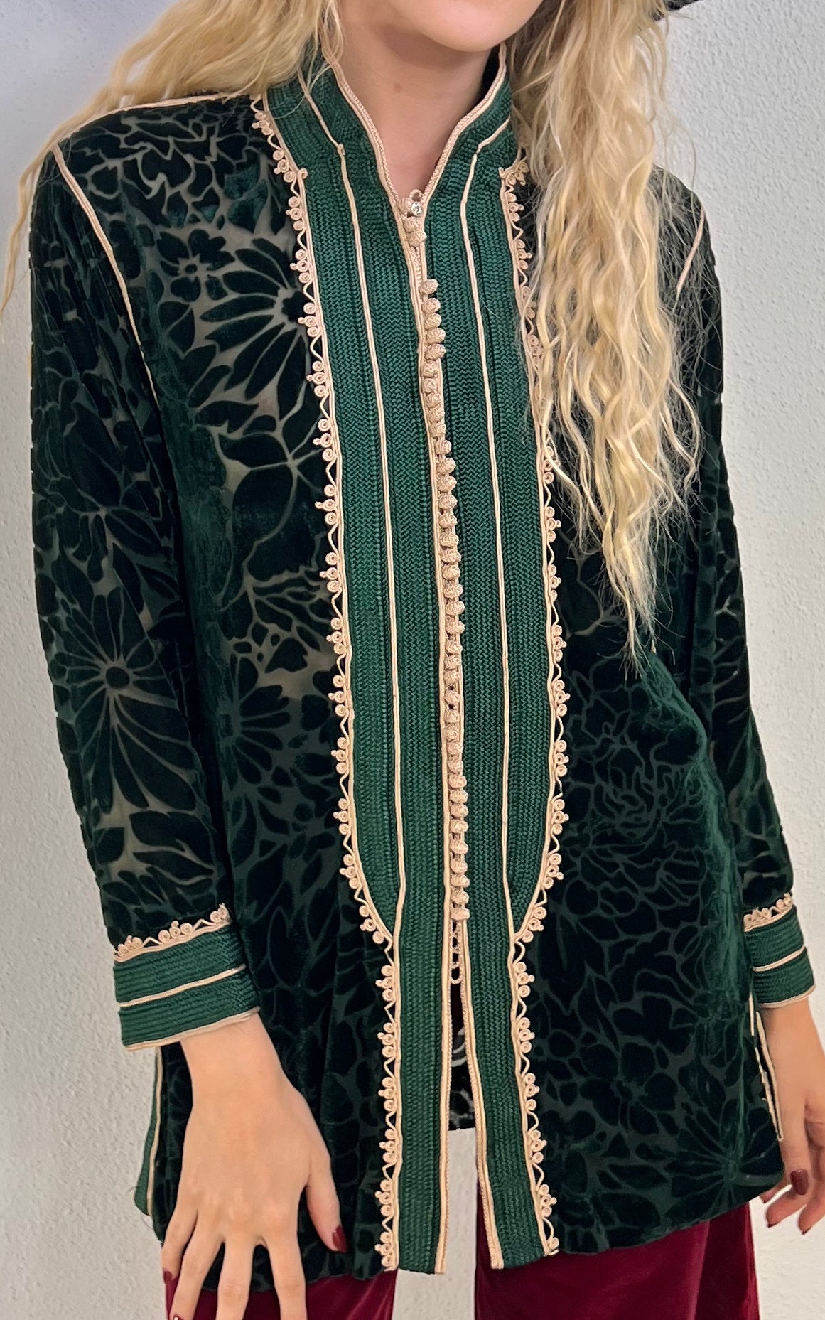 Maison du Caftan Burnout Velvet Shirt