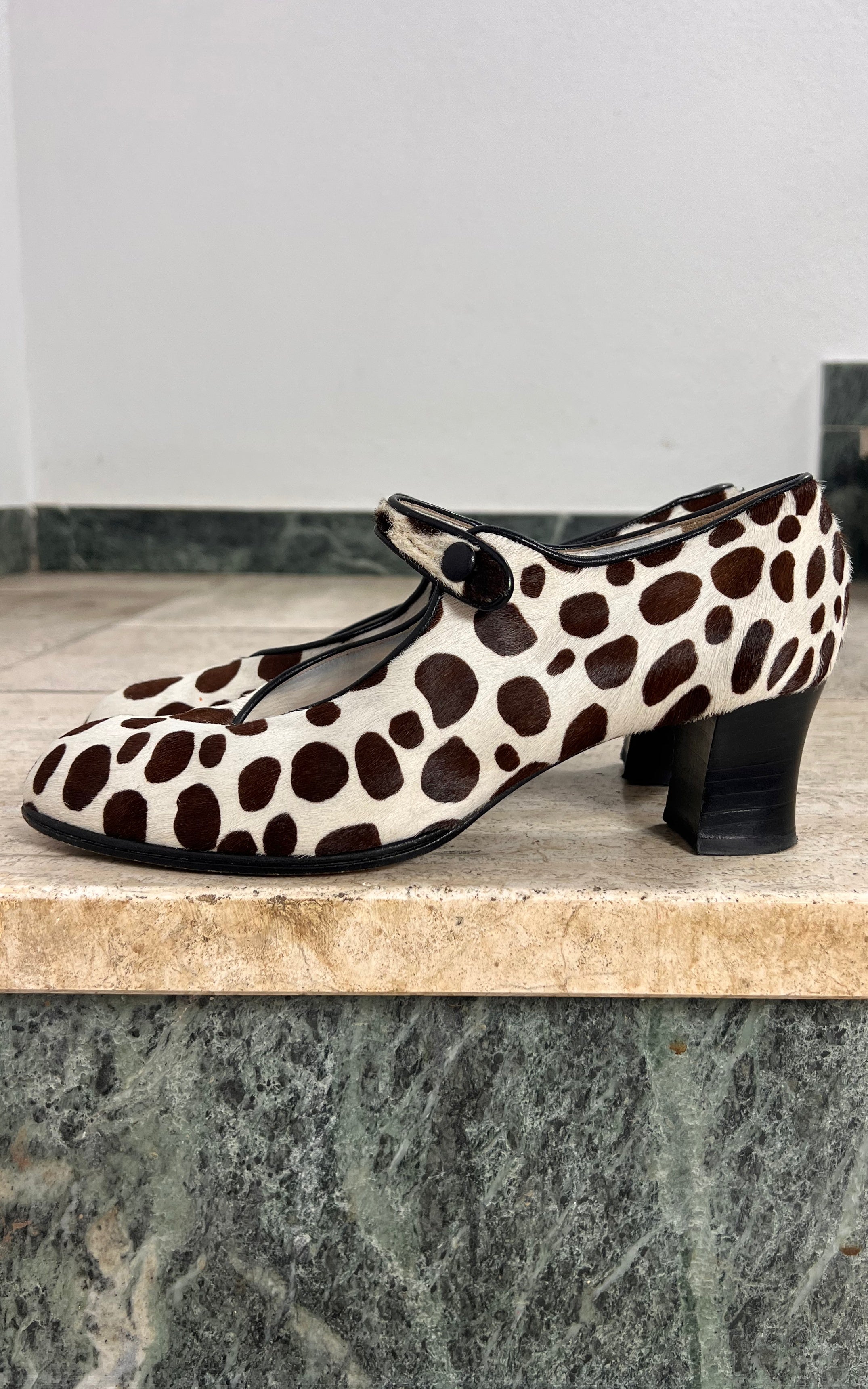 Vintage Giorgio Moretto Pony Hair Mary Jane Heels 40