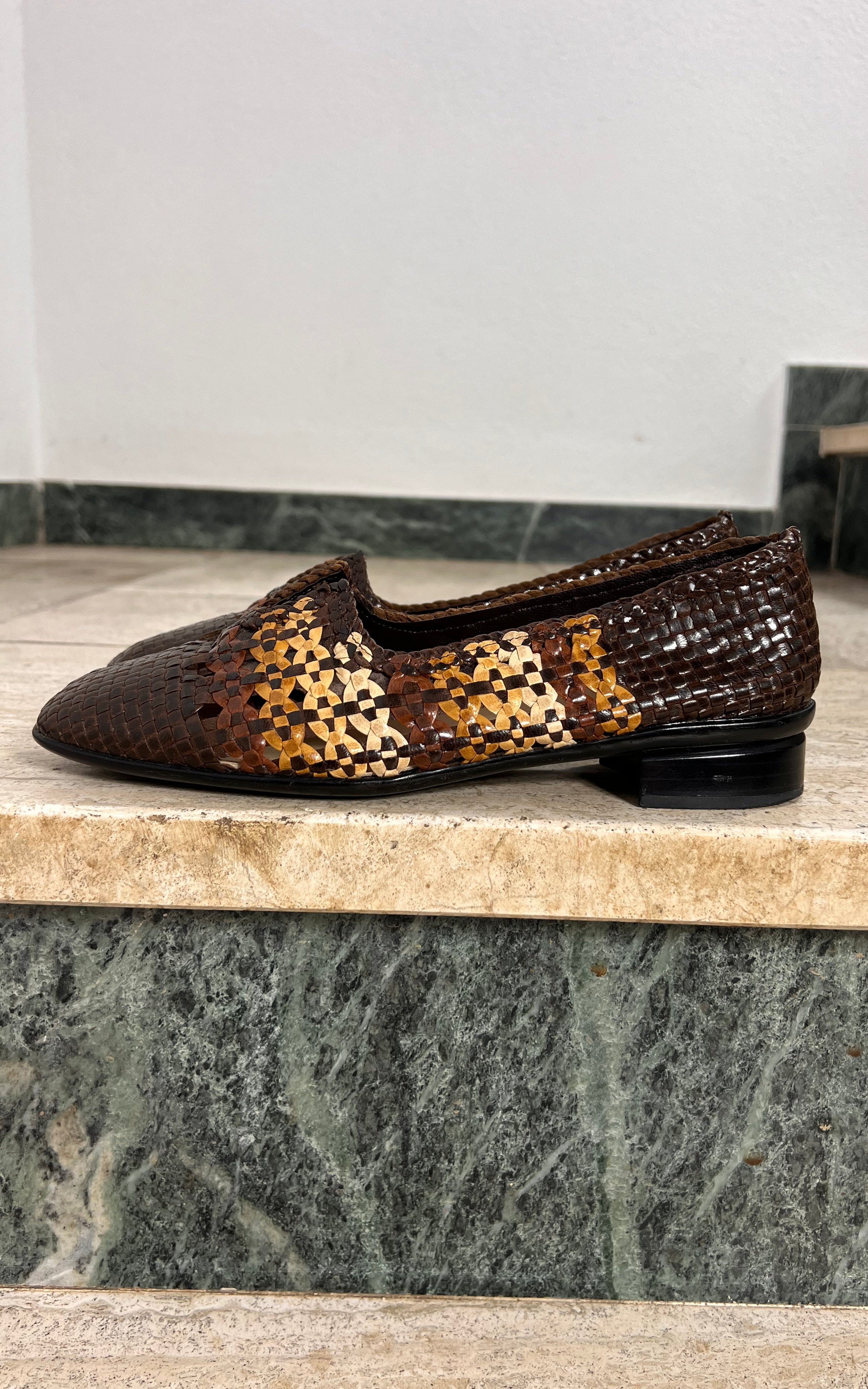 Vintage Brunate since 1926 Woven Leather Loafers 40