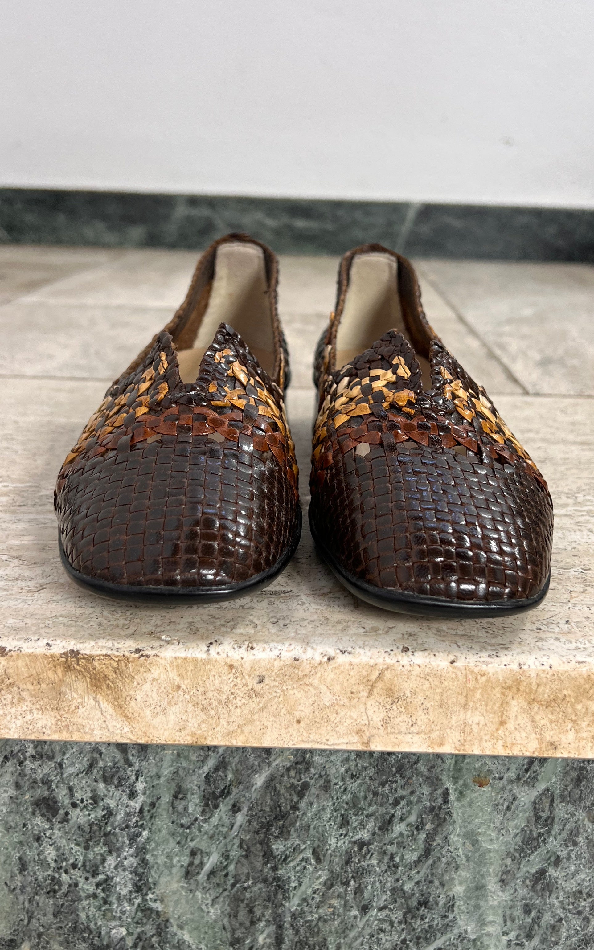 Vintage Brunate since 1926 Woven Leather Loafers 40