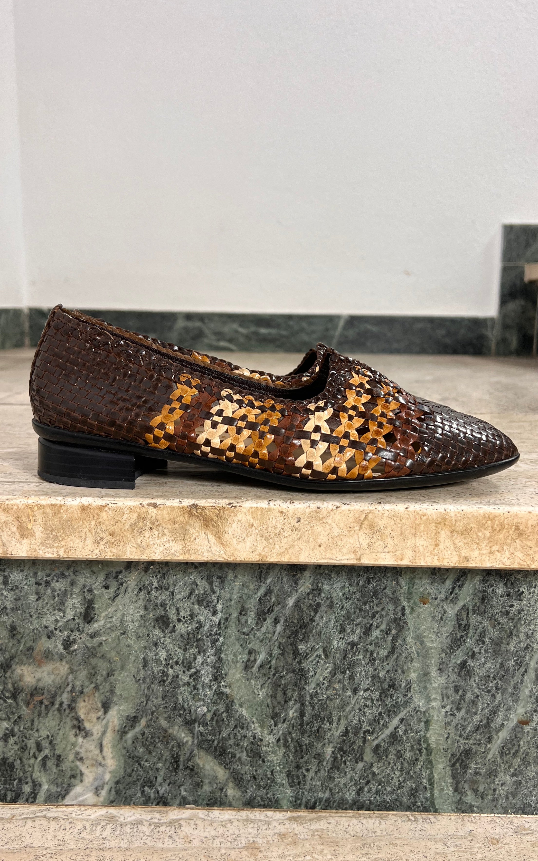 Vintage Brunate since 1926 Woven Leather Loafers 40