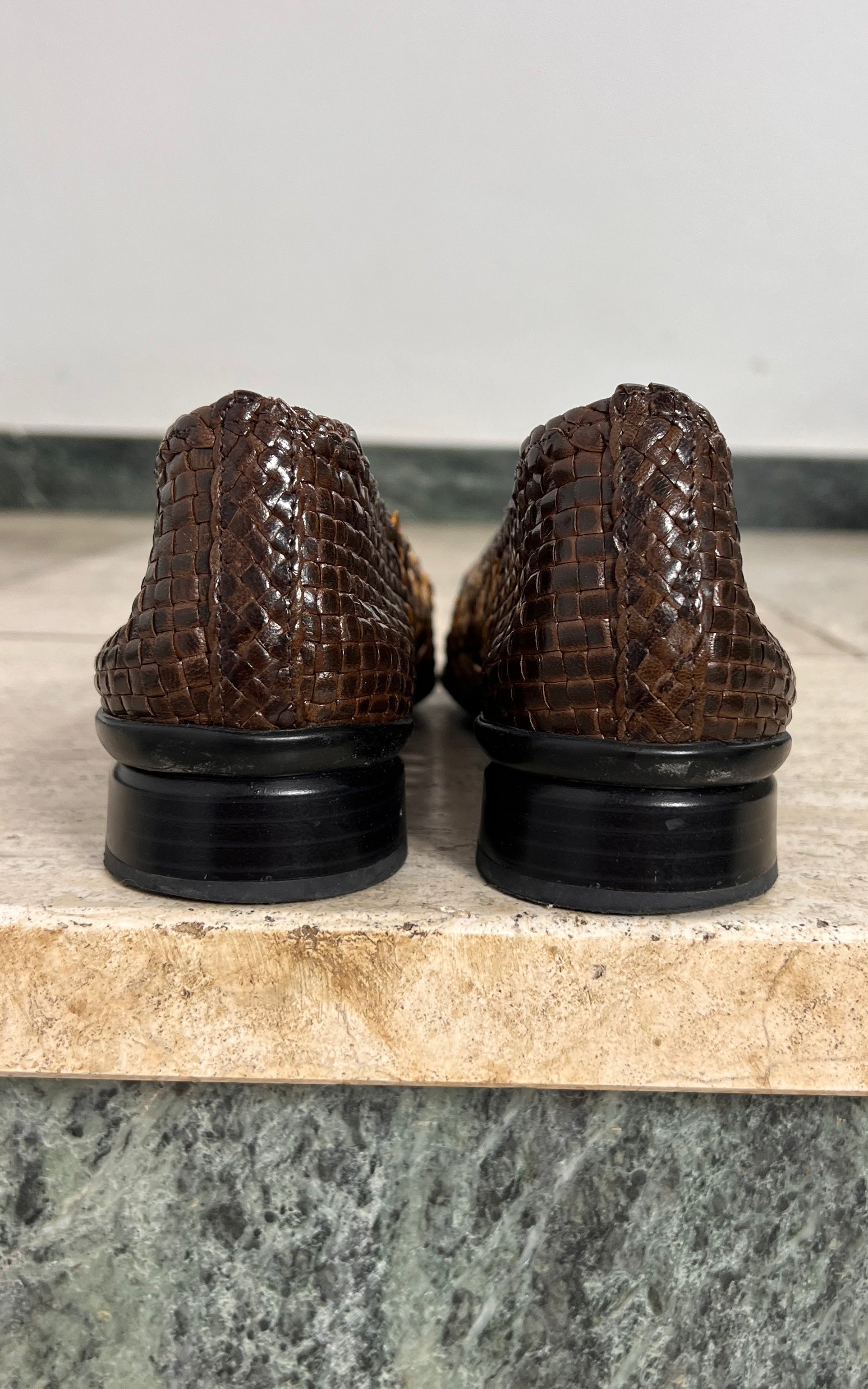 Vintage Brunate since 1926 Woven Leather Loafers 40