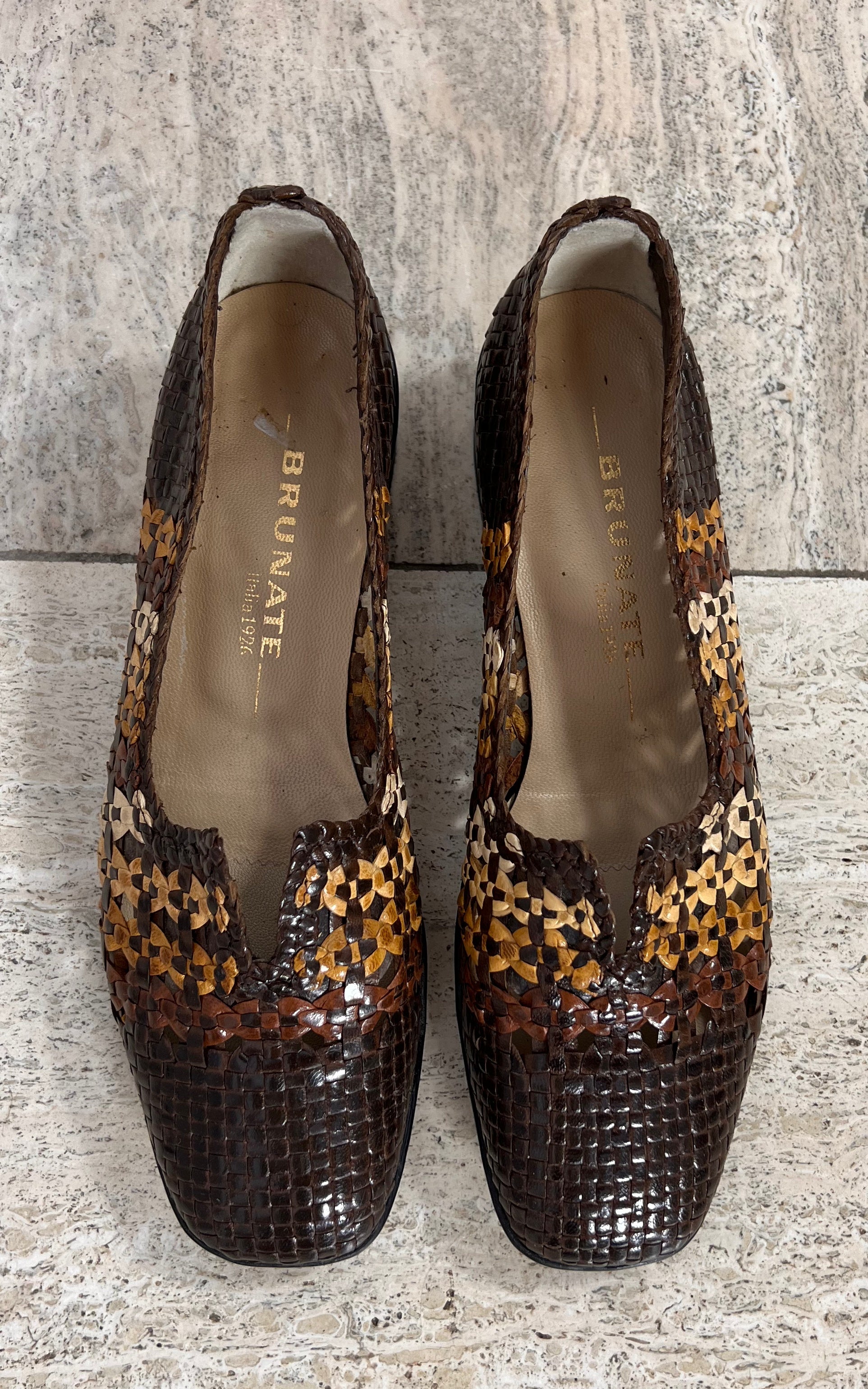Vintage Brunate since 1926 Woven Leather Loafers 40
