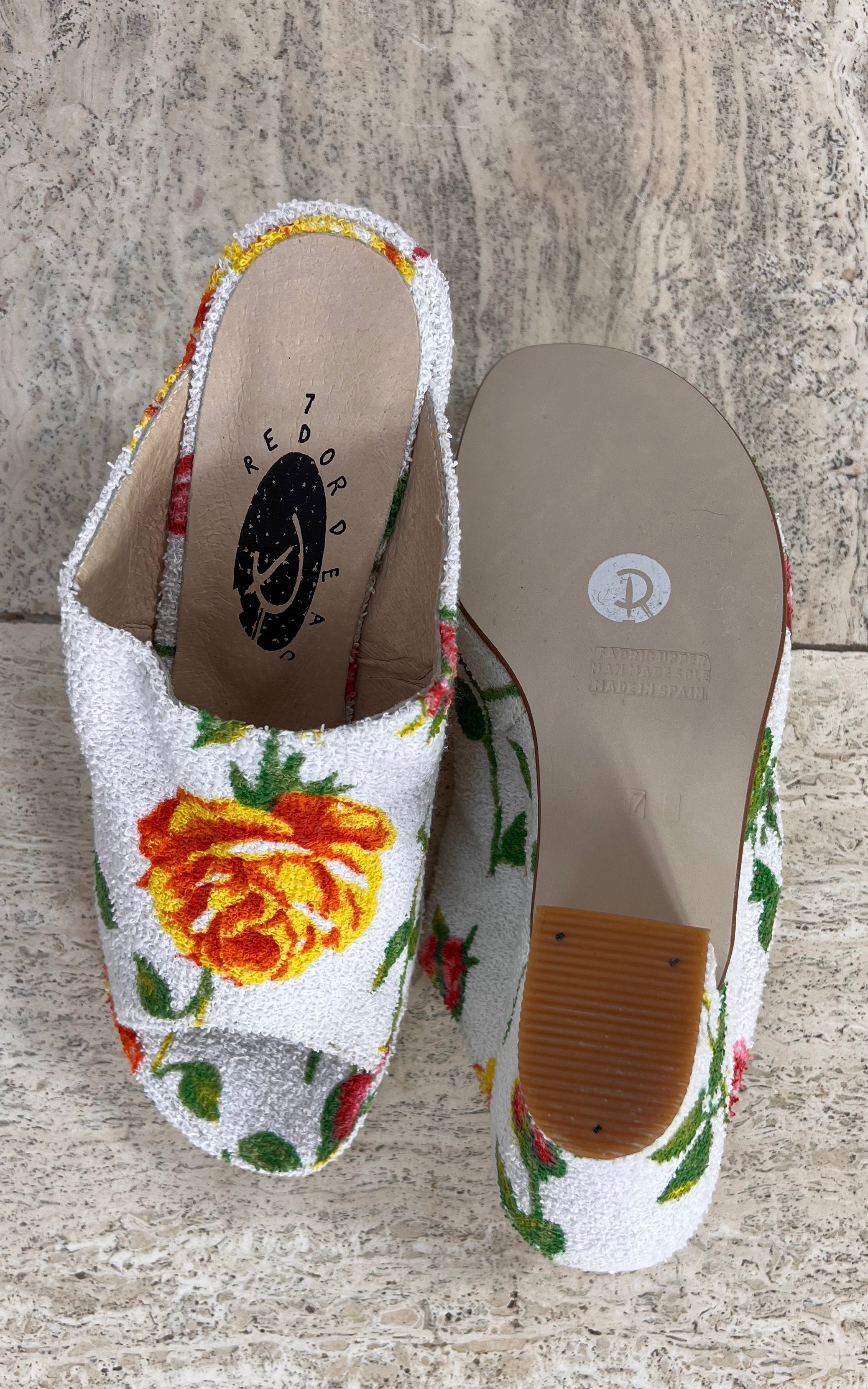 Vintage 90s Red or Dead Floral Mules 40