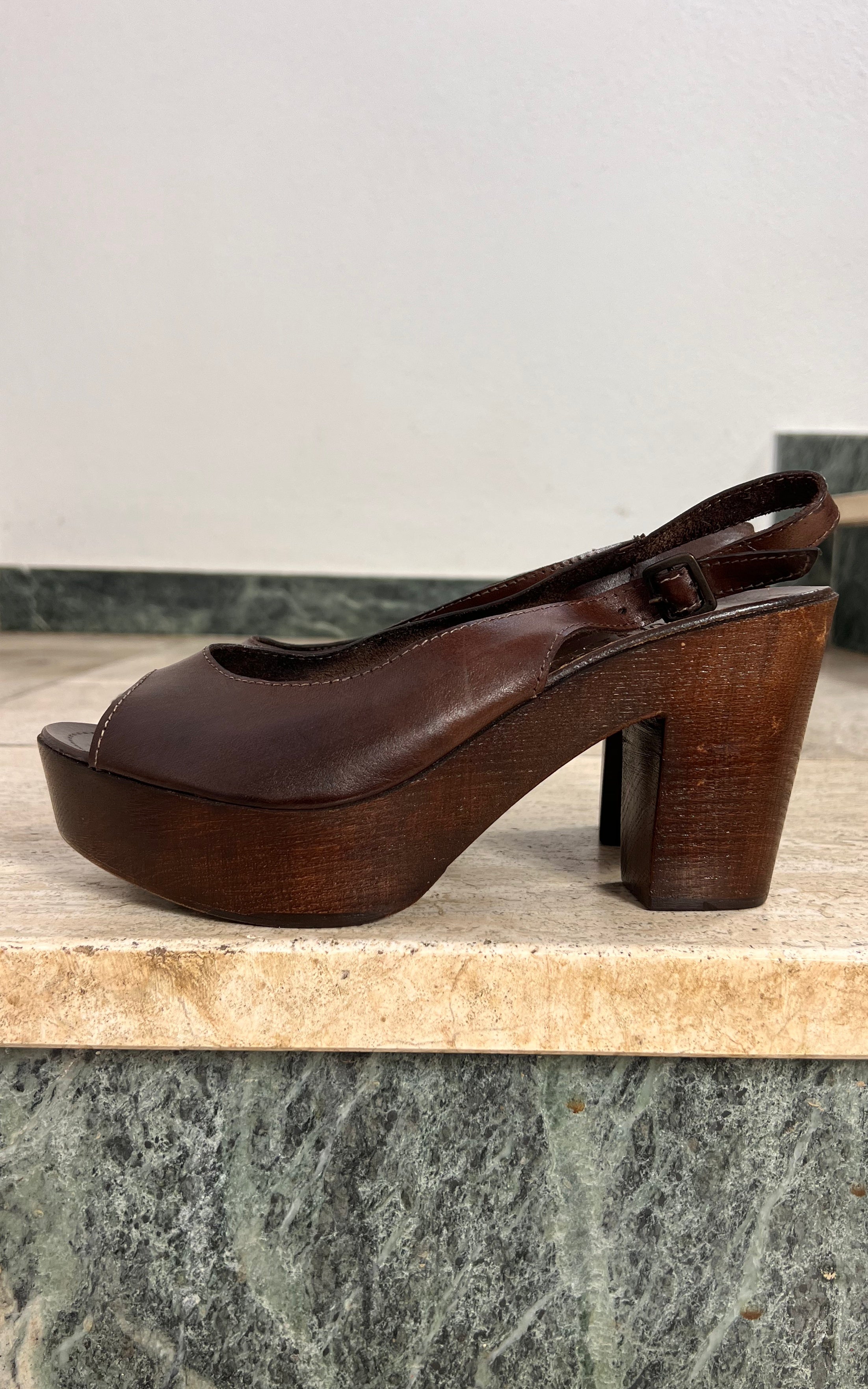 Deadstock Brown Mary Jane Clogs 40