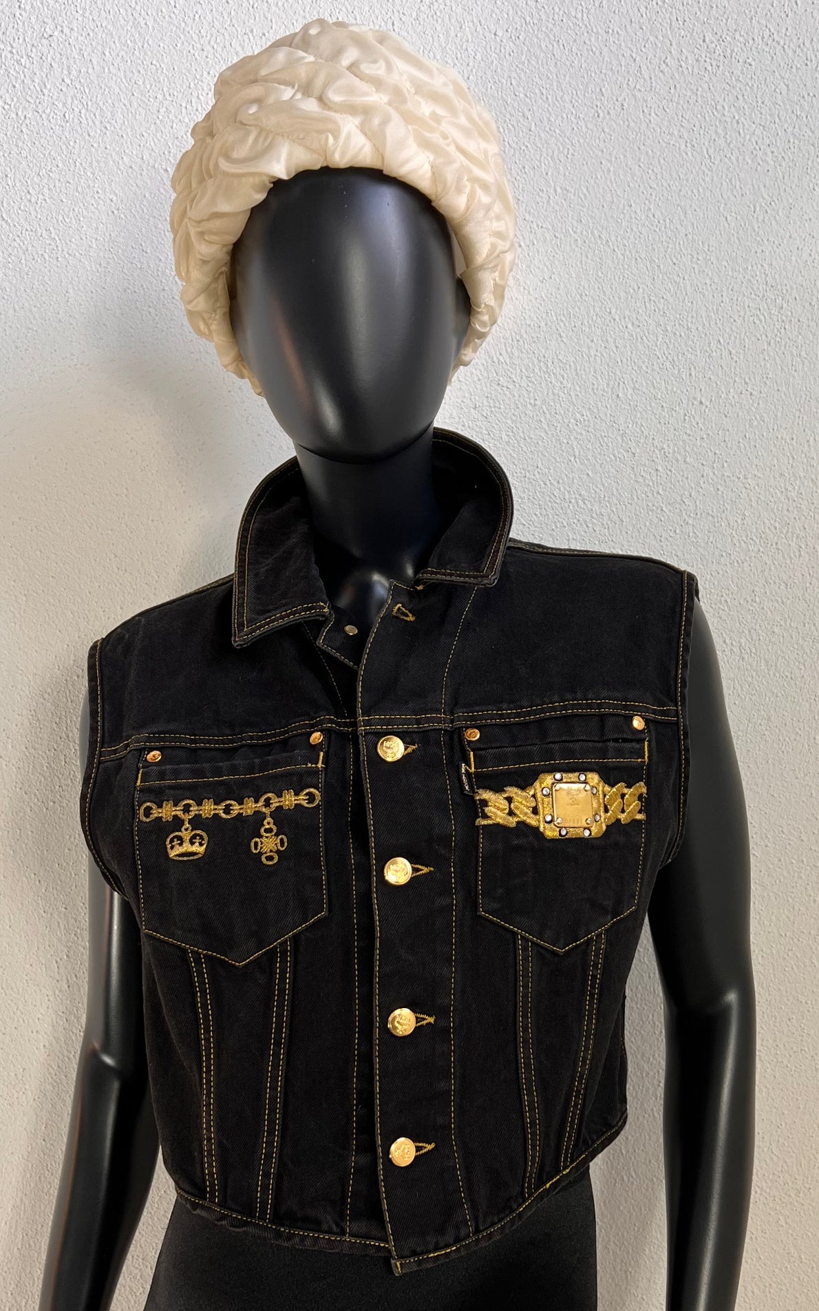 Vintage MCM Embellished Denim Vest