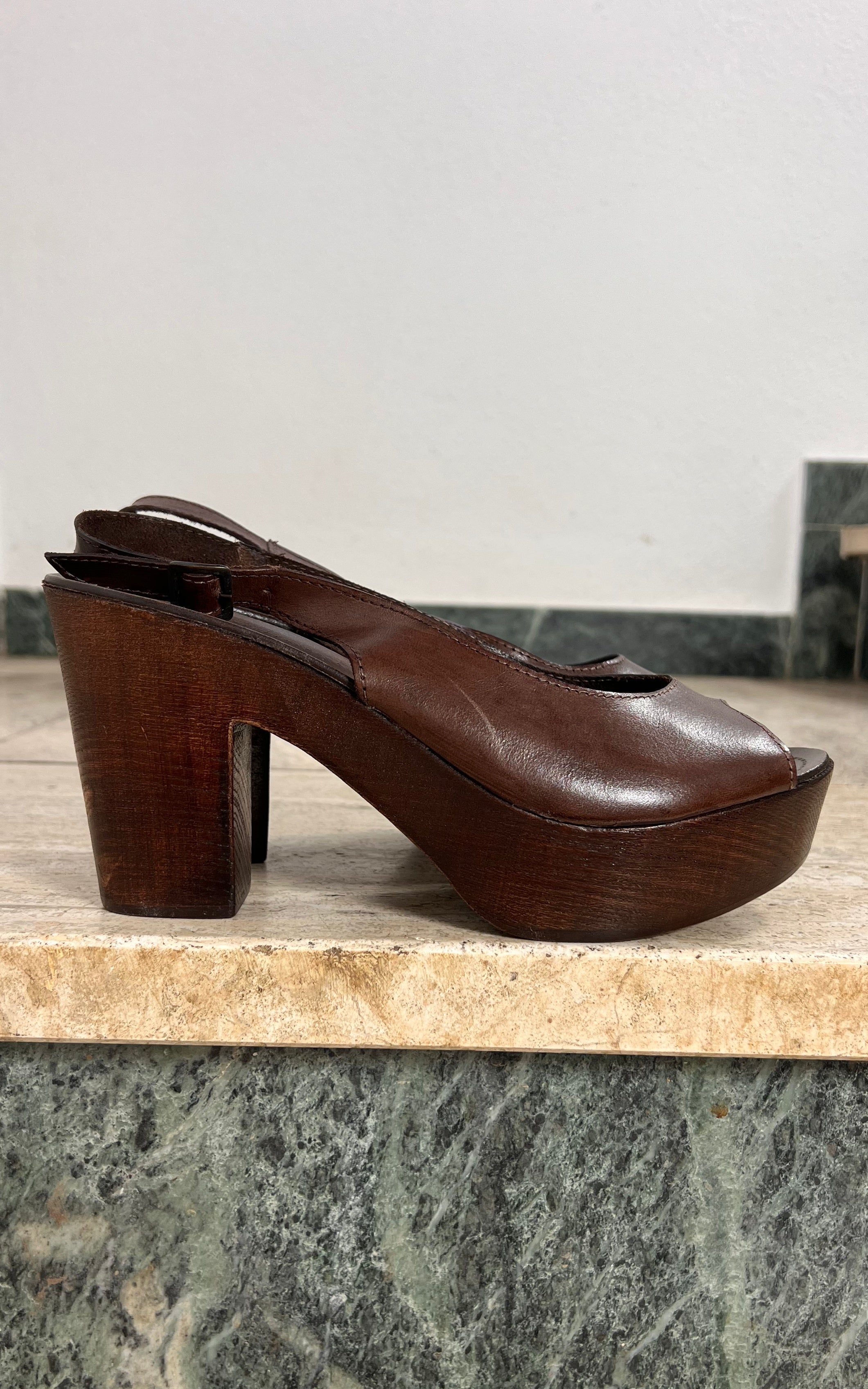 Deadstock Brown Mary Jane Clogs 40