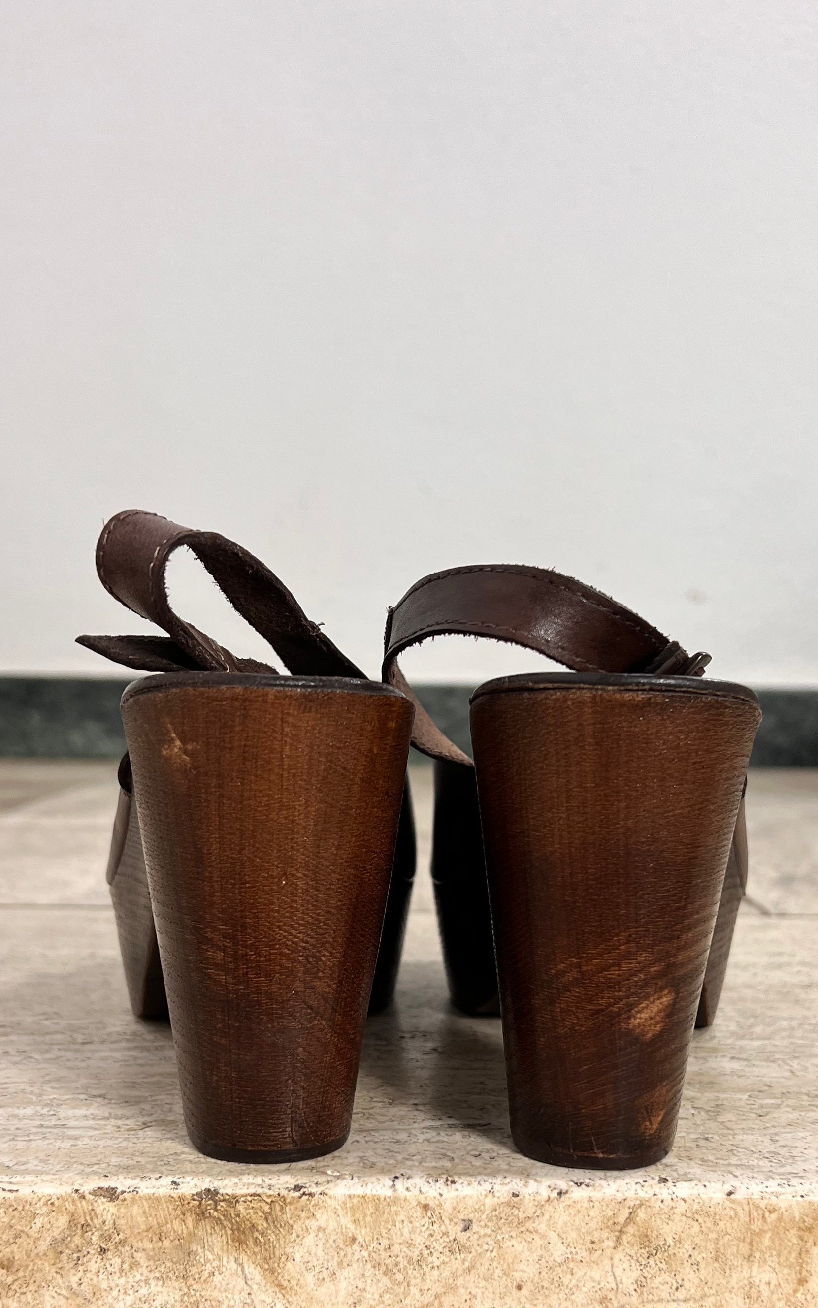 Deadstock Brown Mary Jane Clogs 40