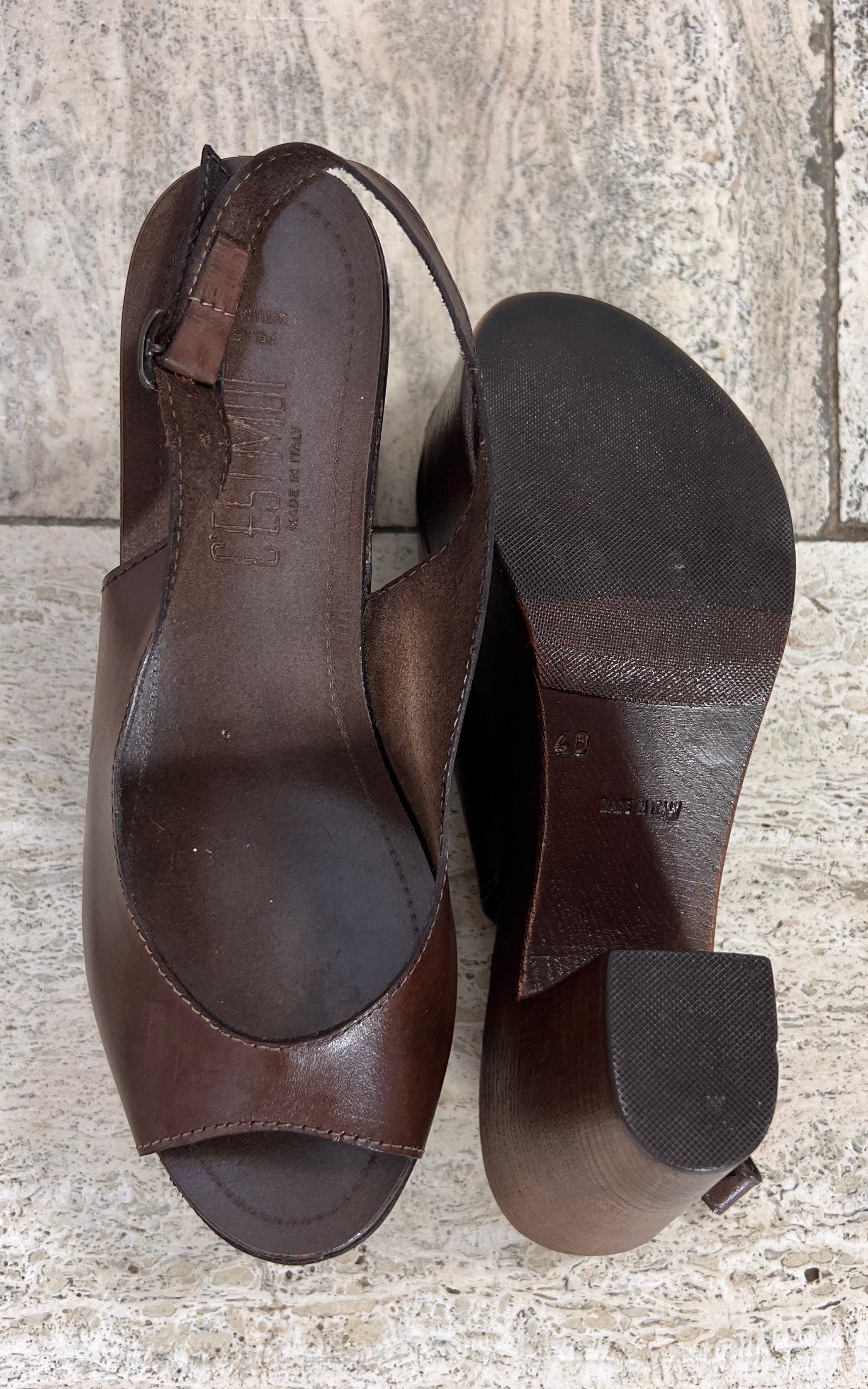 Deadstock Brown Mary Jane Clogs 40