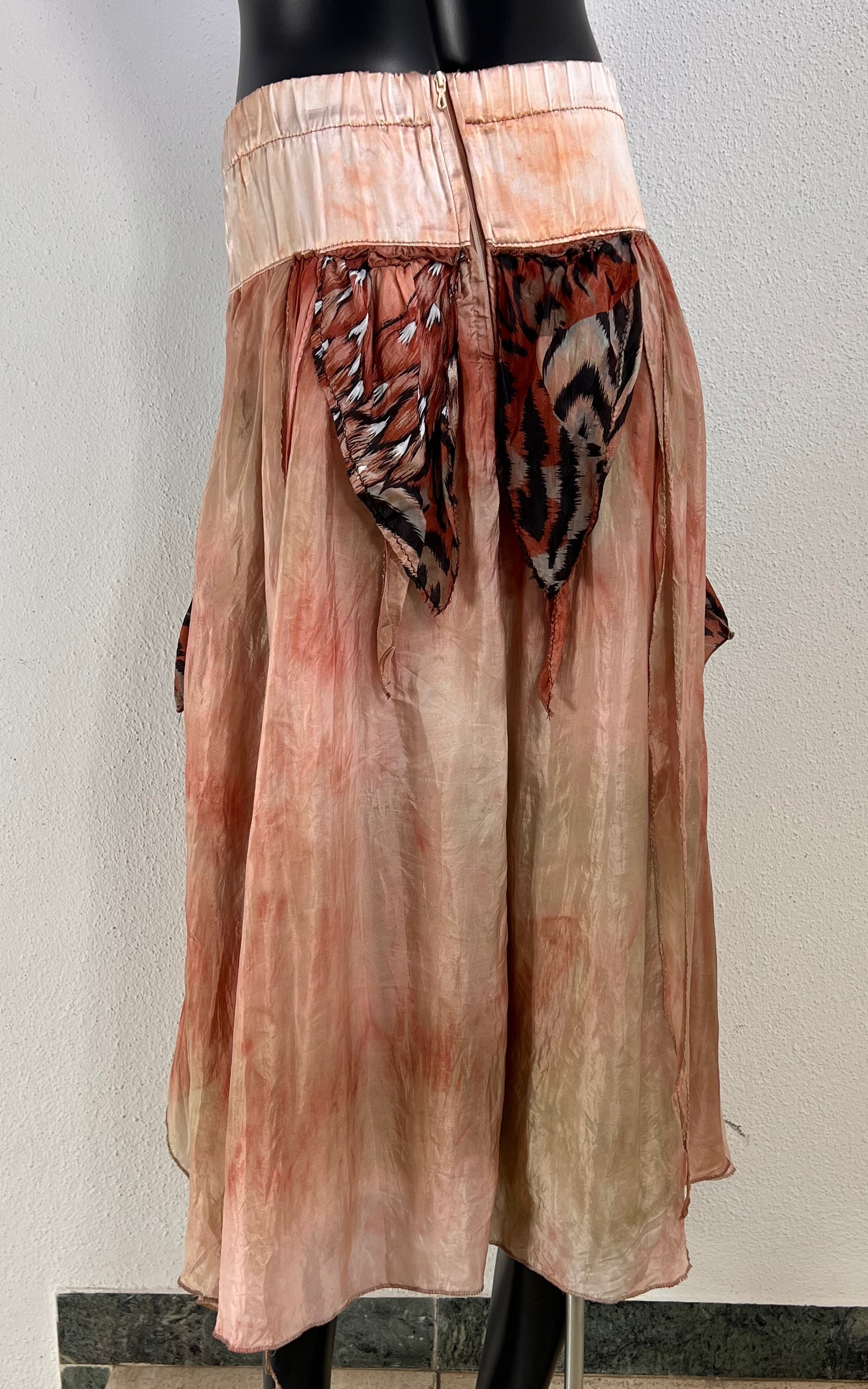 Vintage 80s Silk Embroidery Skirt