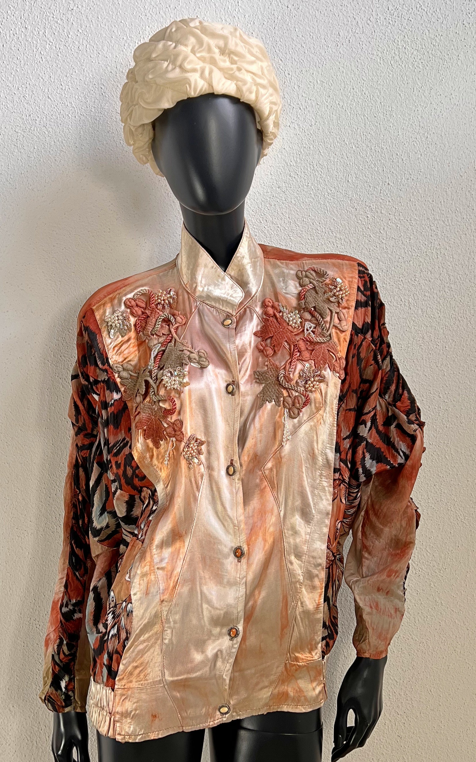 Vintage 80s Silk Embroidery Jacket
