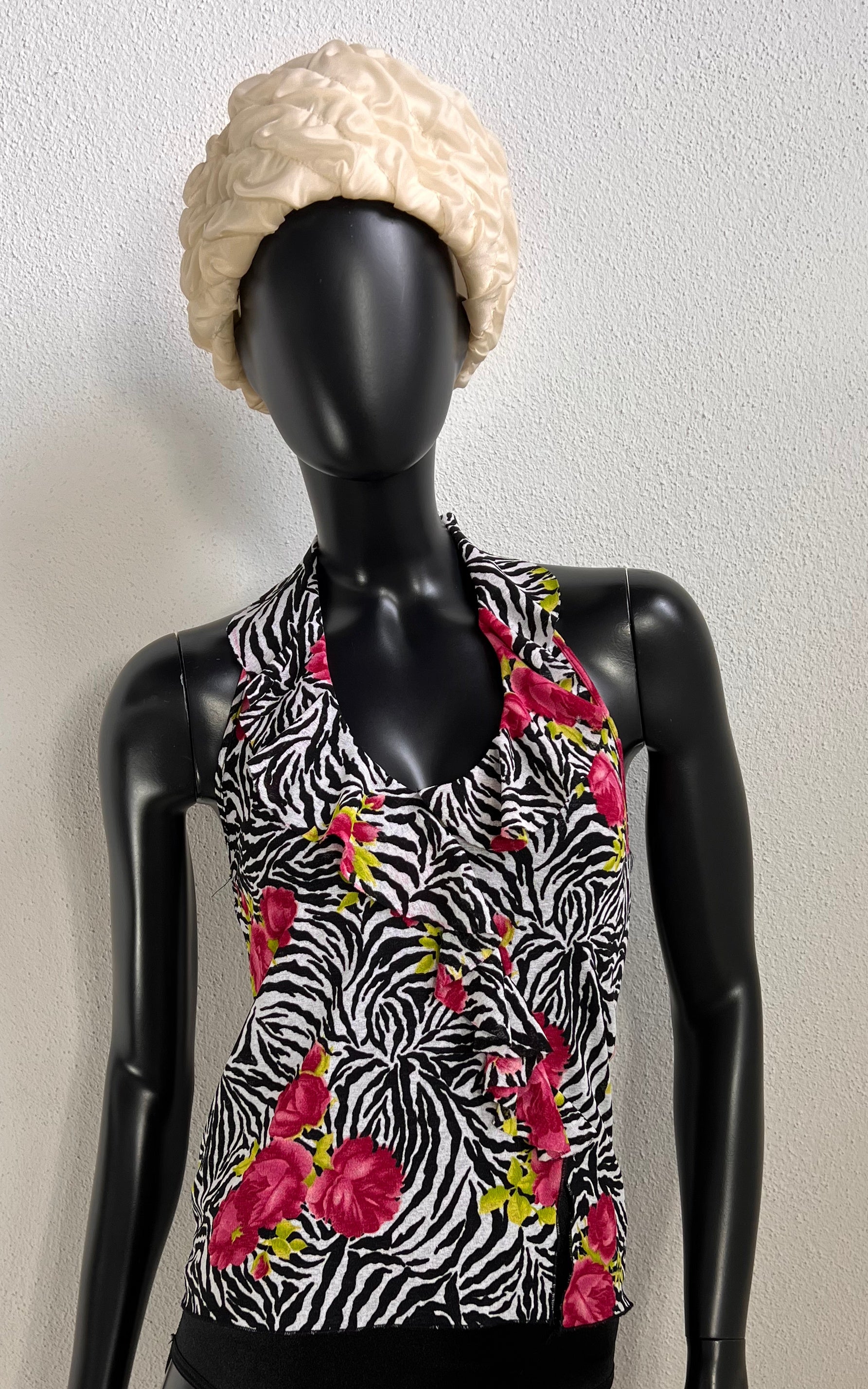 Vintage Morgan de Toi Mesh Zebra Ruffle Top