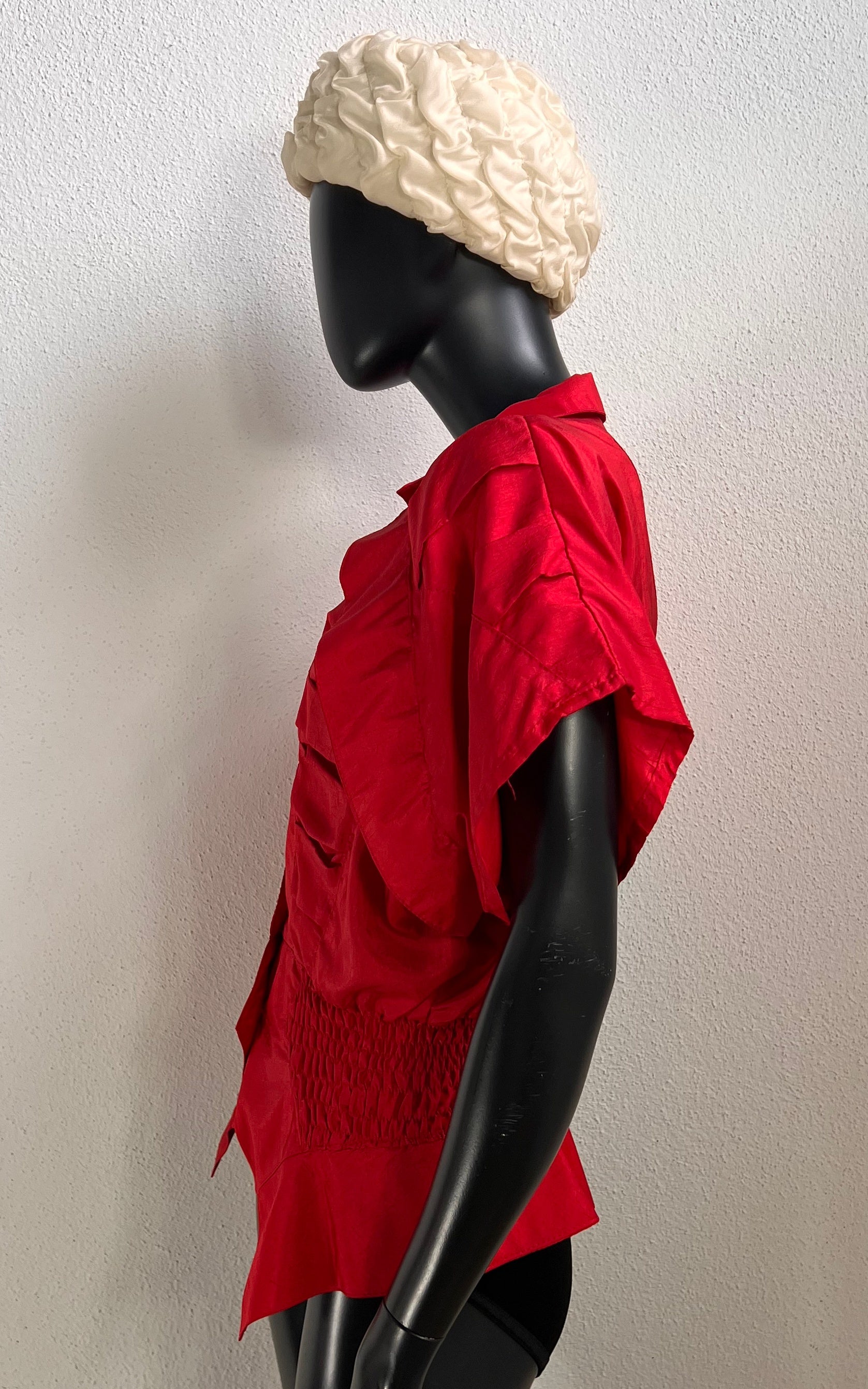 Vintage 80s Cherry Red Ruffle Blouse