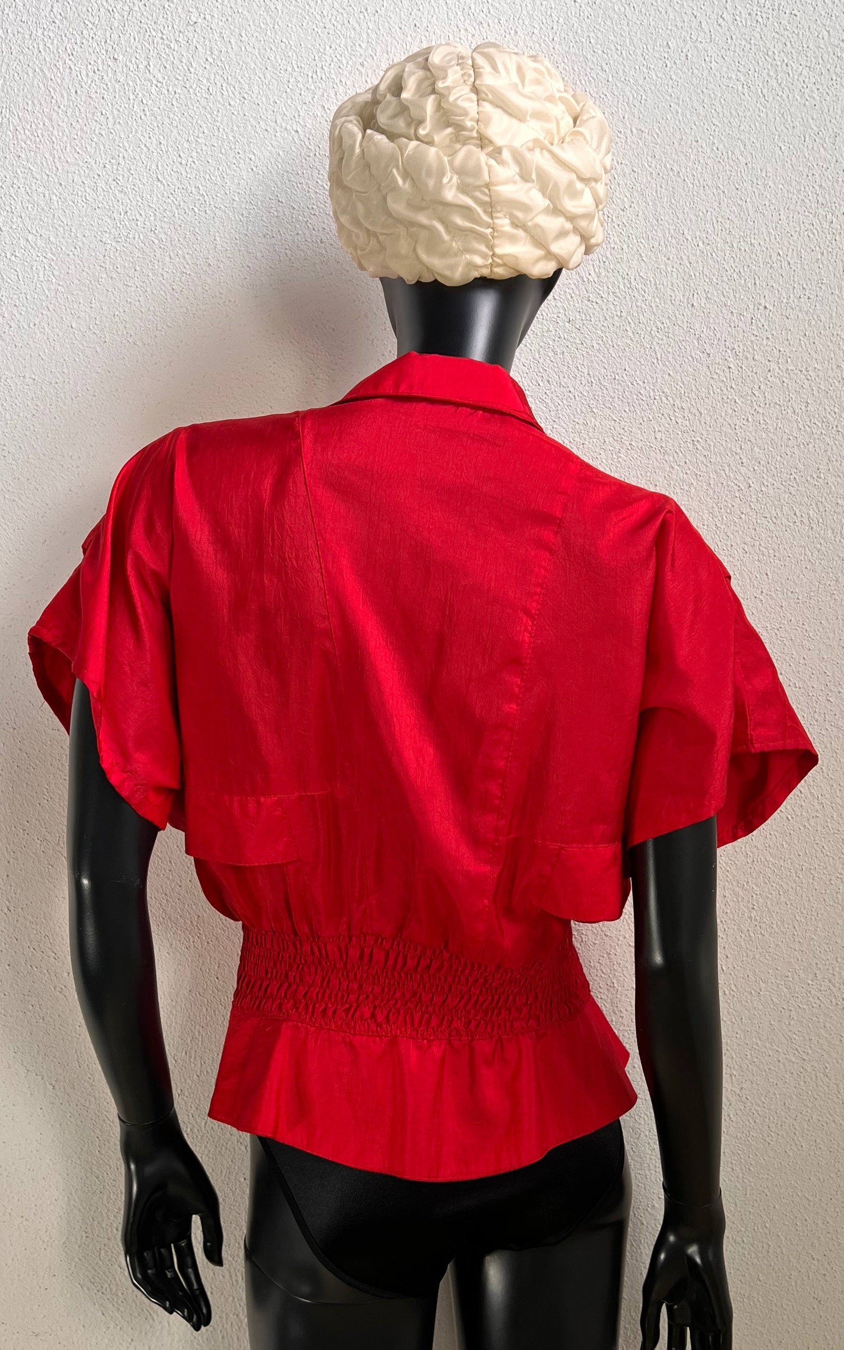 Vintage 80s Cherry Red Ruffle Blouse