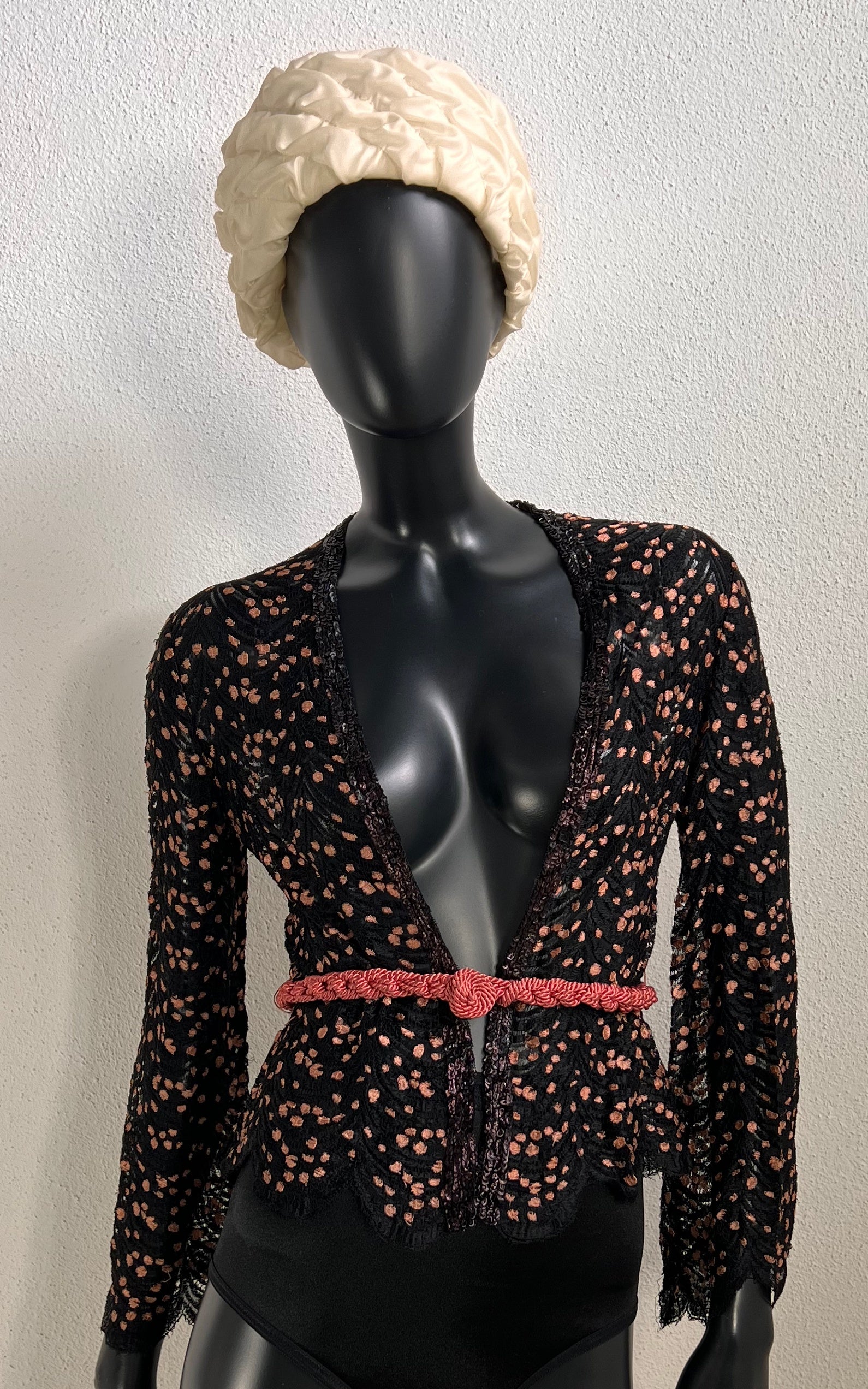 Vintage 30s Lace Jacket with Cord Belt