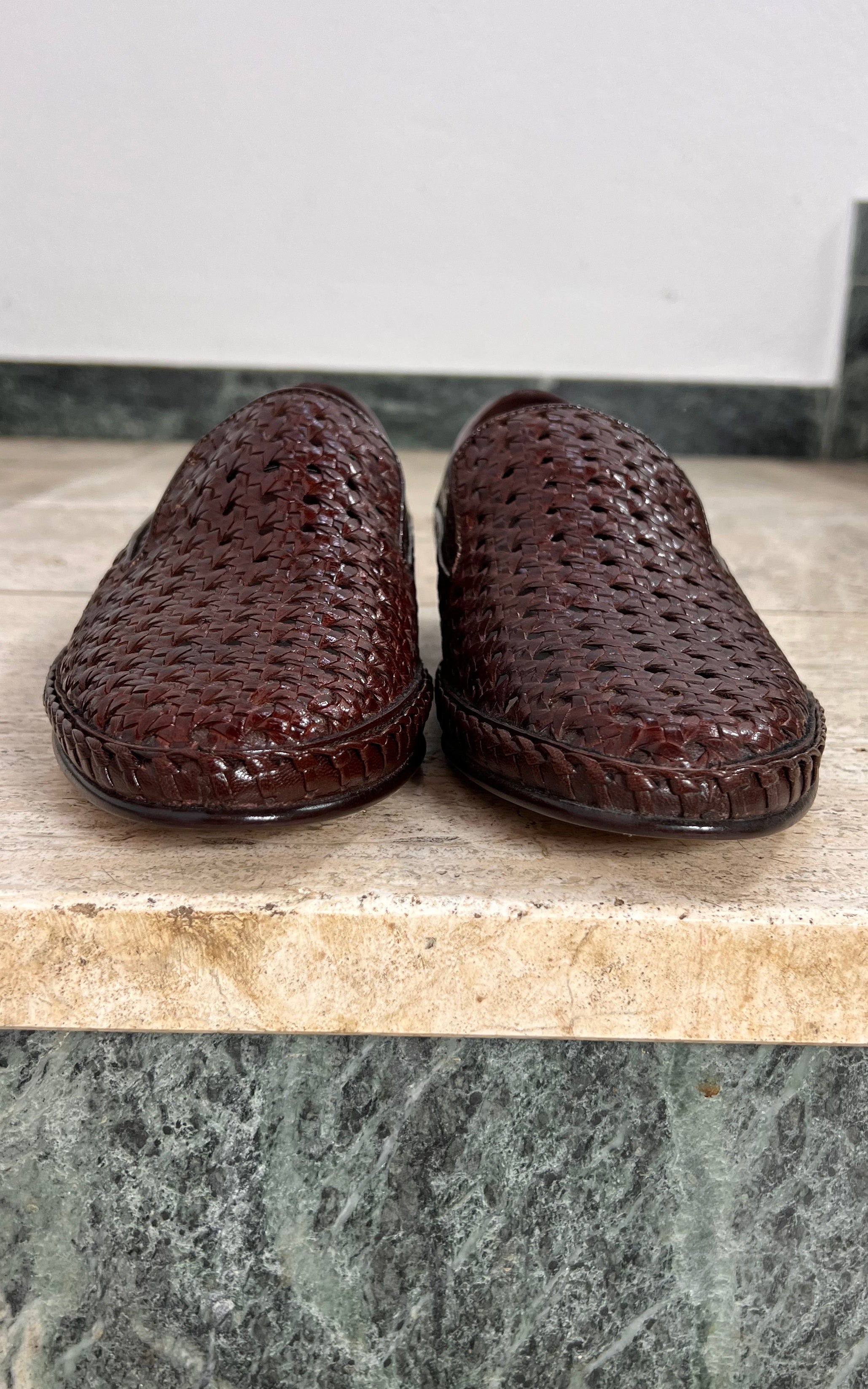 Vintage MENS Jean Dumas Handwoven Leather Loafers 44,5