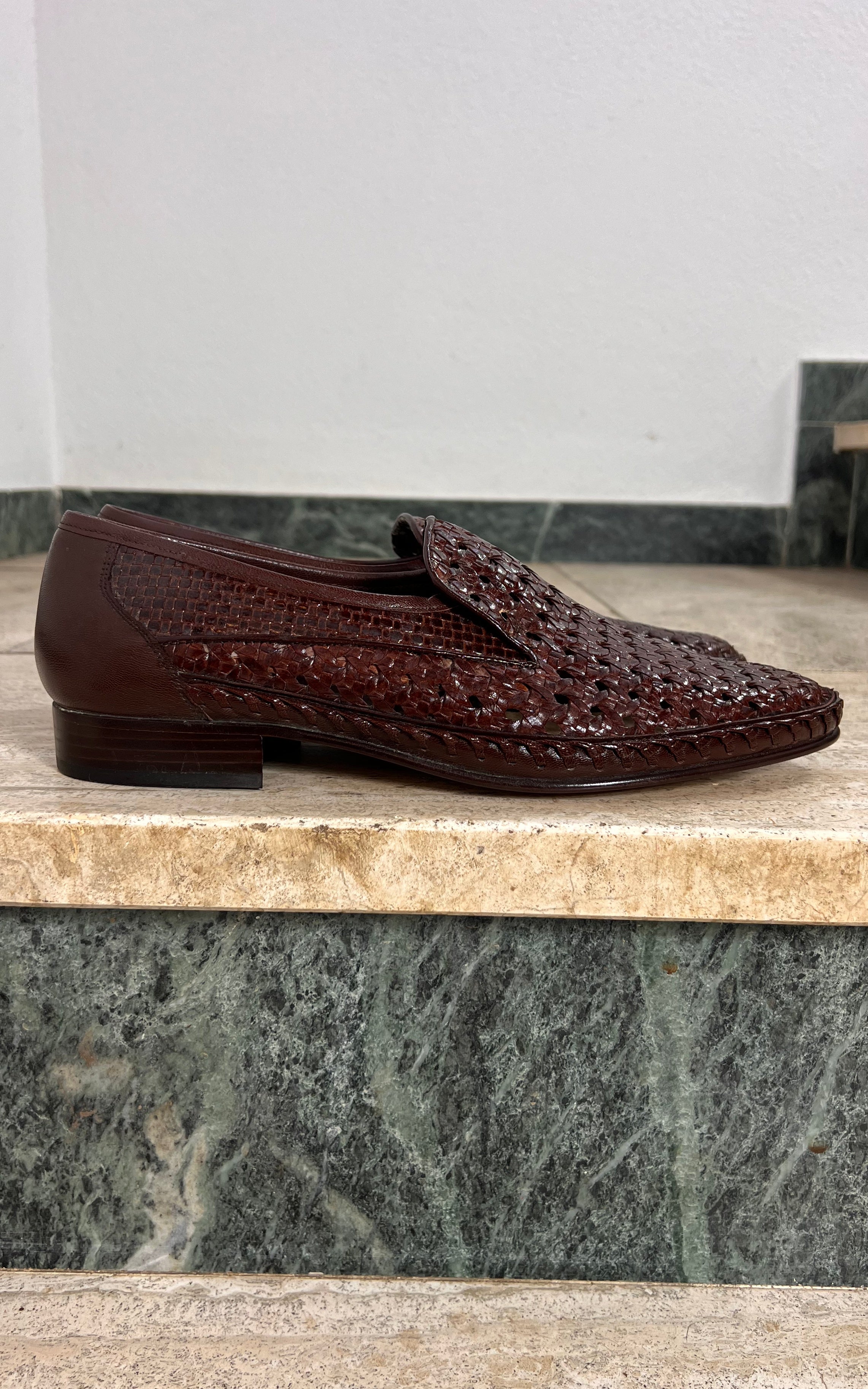 Vintage MENS Jean Dumas Handwoven Leather Loafers 44,5