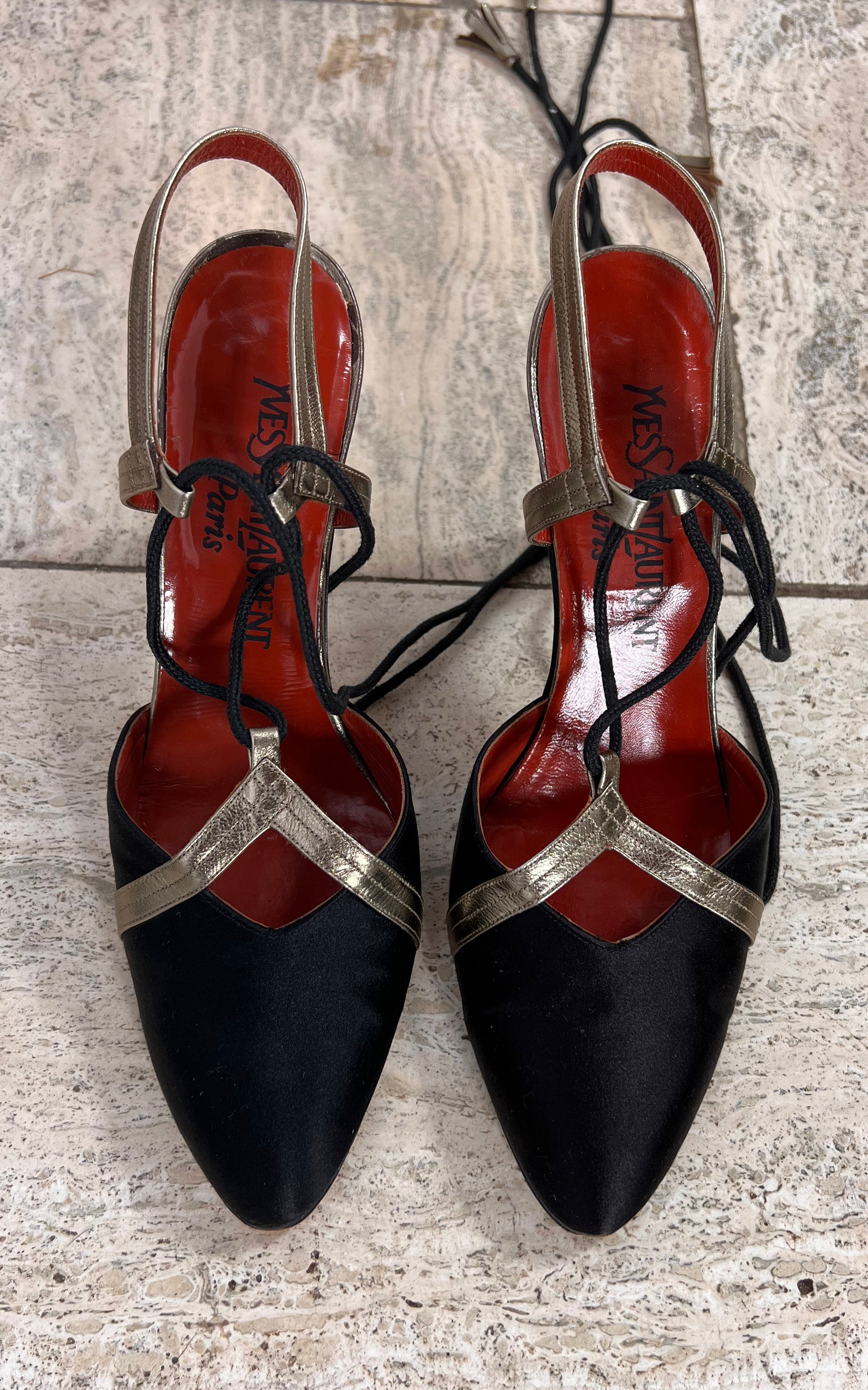 Vintage Yves Saint Laurent Silk Satin Heels 39/38