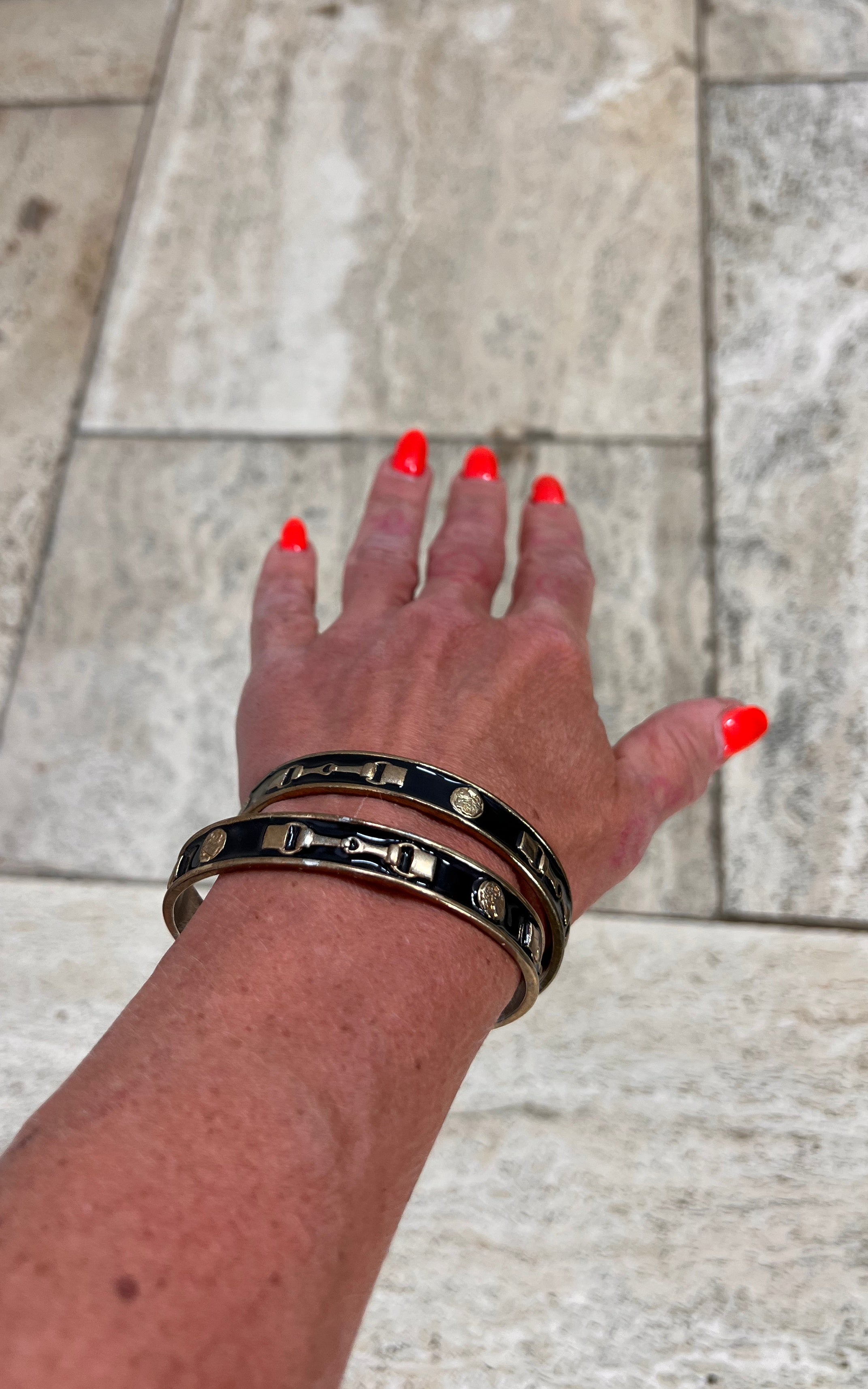 Vintage 70s Horsebit Armcuffs Bangles