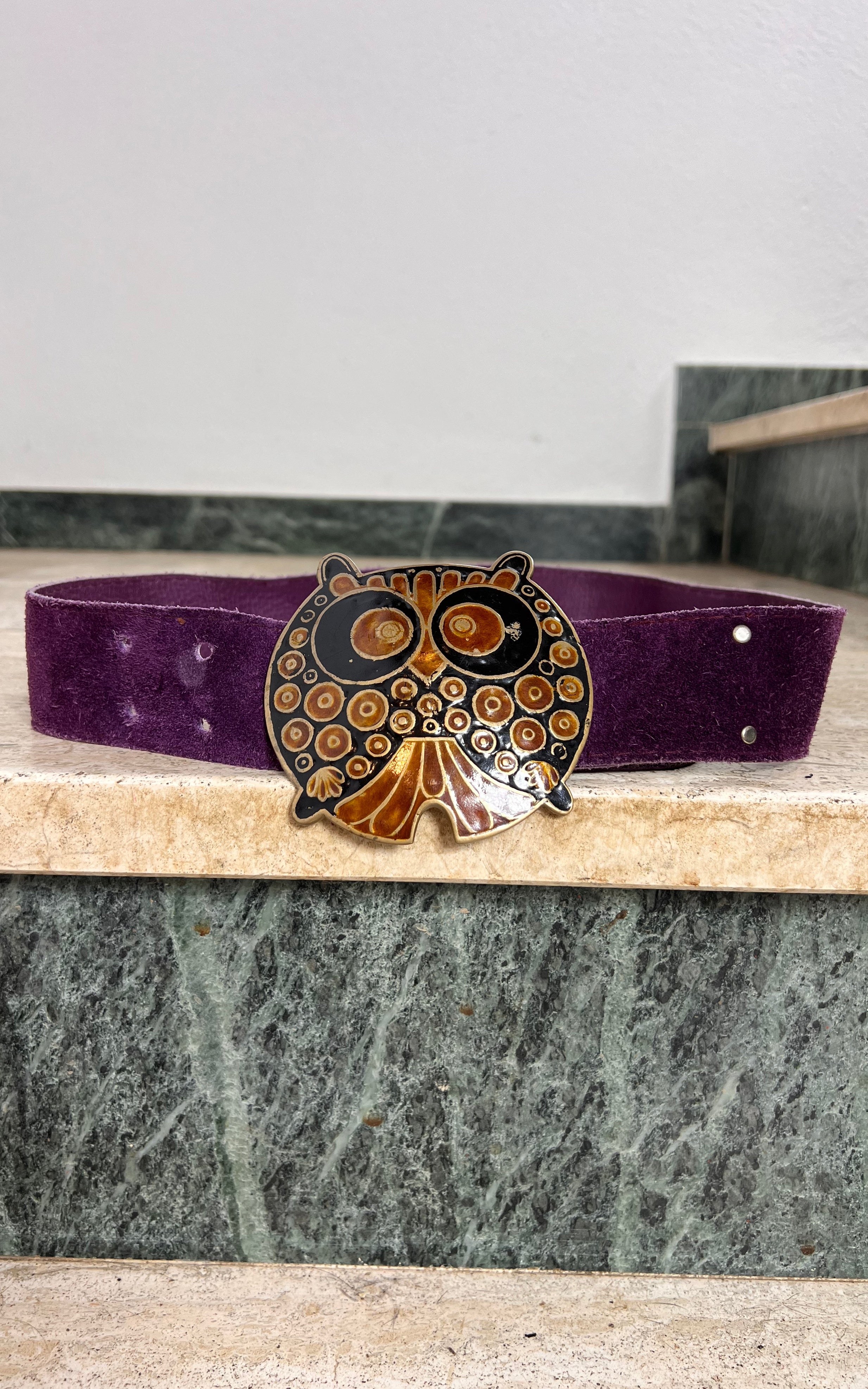 Vintage 70s Purple Owl Belt