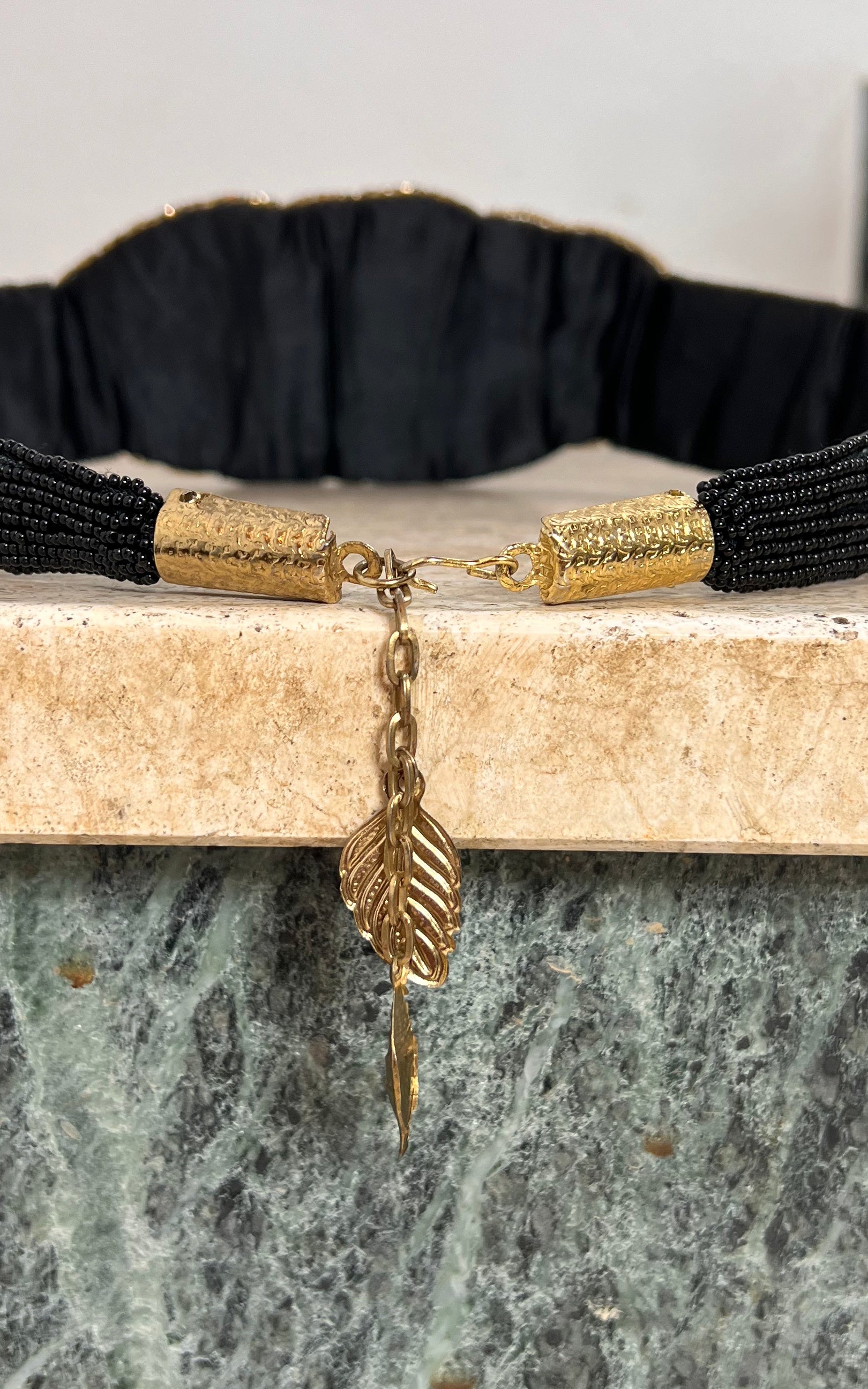 Vintage 70s Beaded Floral Waist Belt