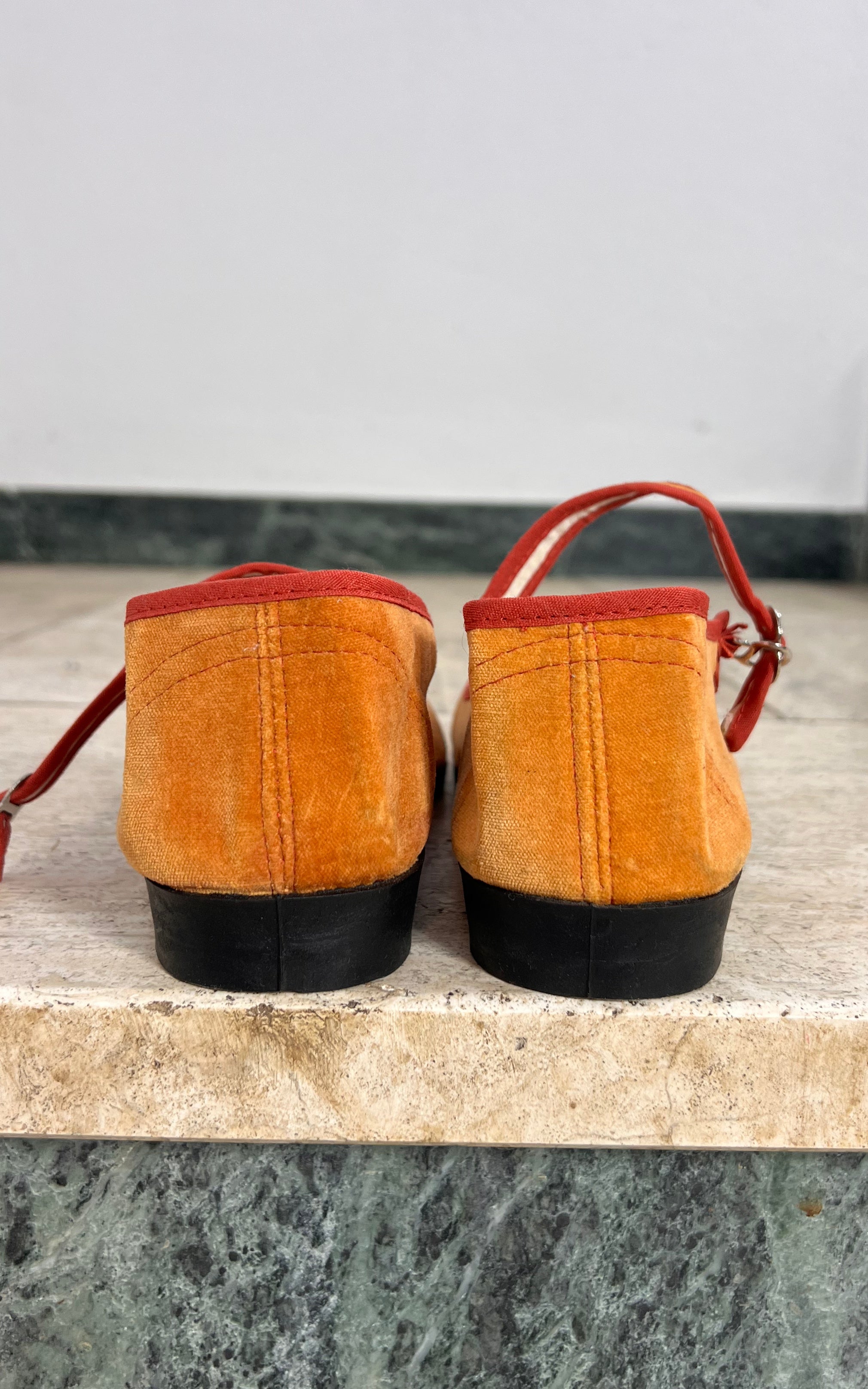 Vintage 90s Velvet Chinese Ballet Flats 40