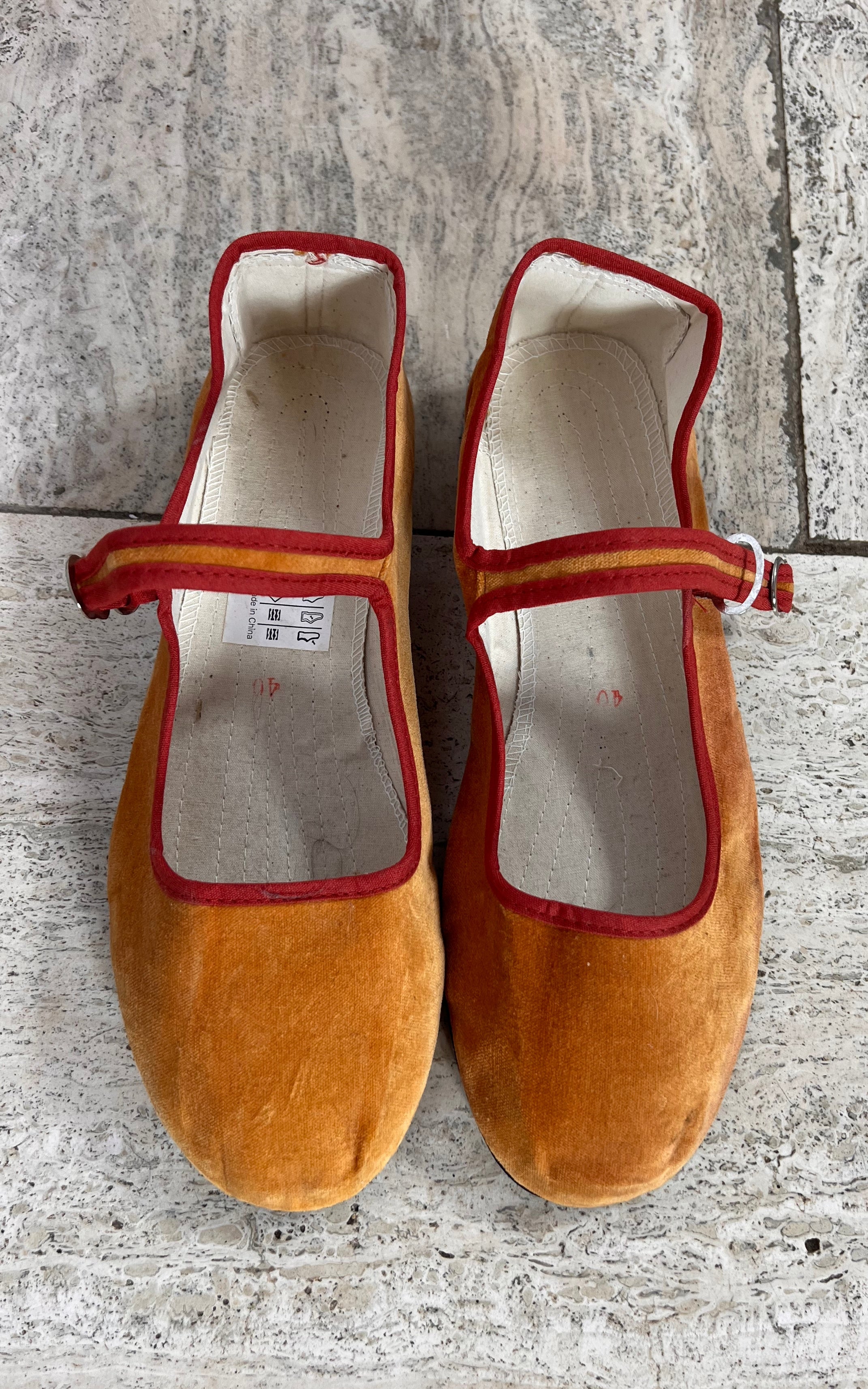 Vintage 90s Velvet Chinese Ballet Flats 40