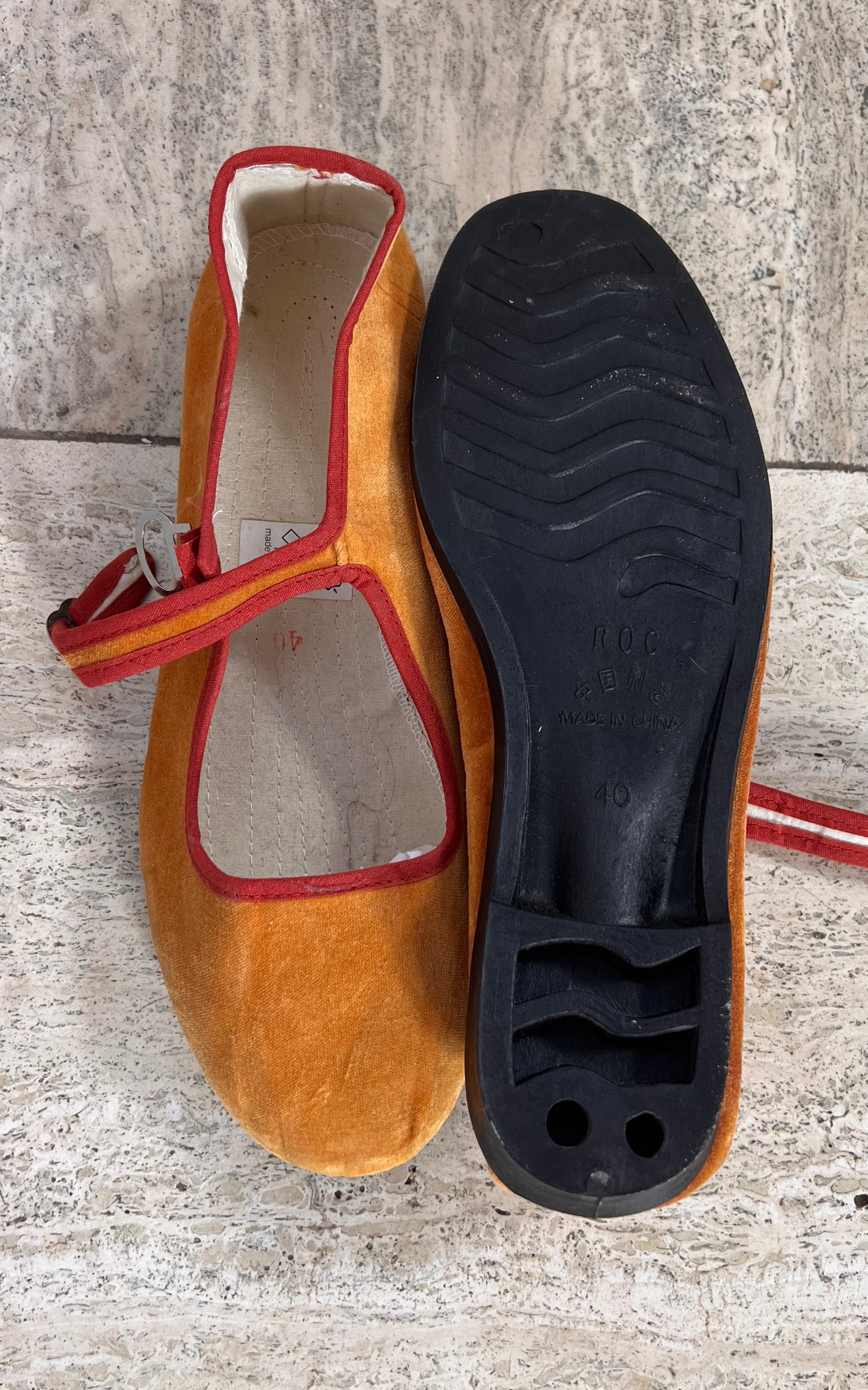 Vintage 90s Velvet Chinese Ballet Flats 40