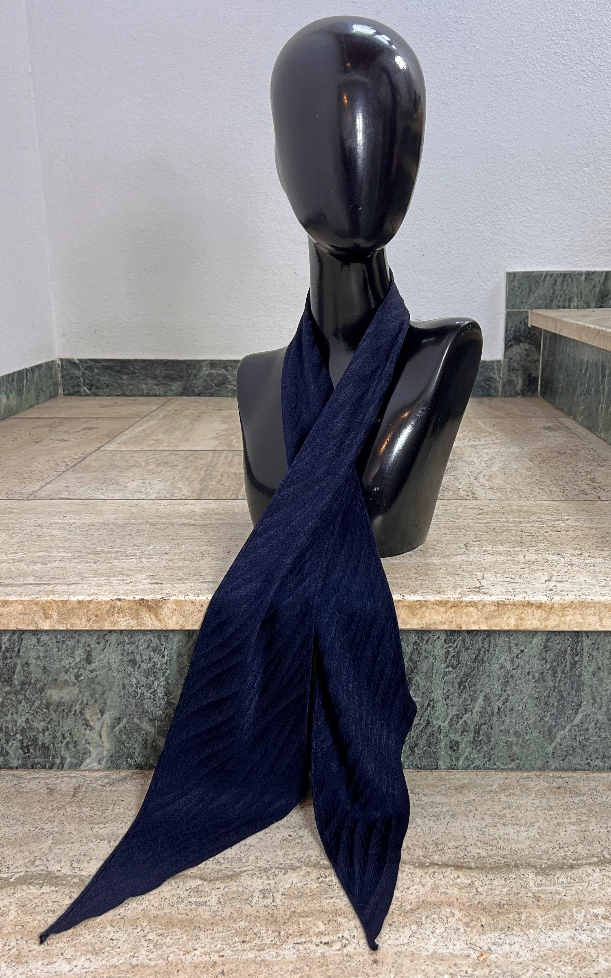 Vintage Navy Blue Skinny Scarf