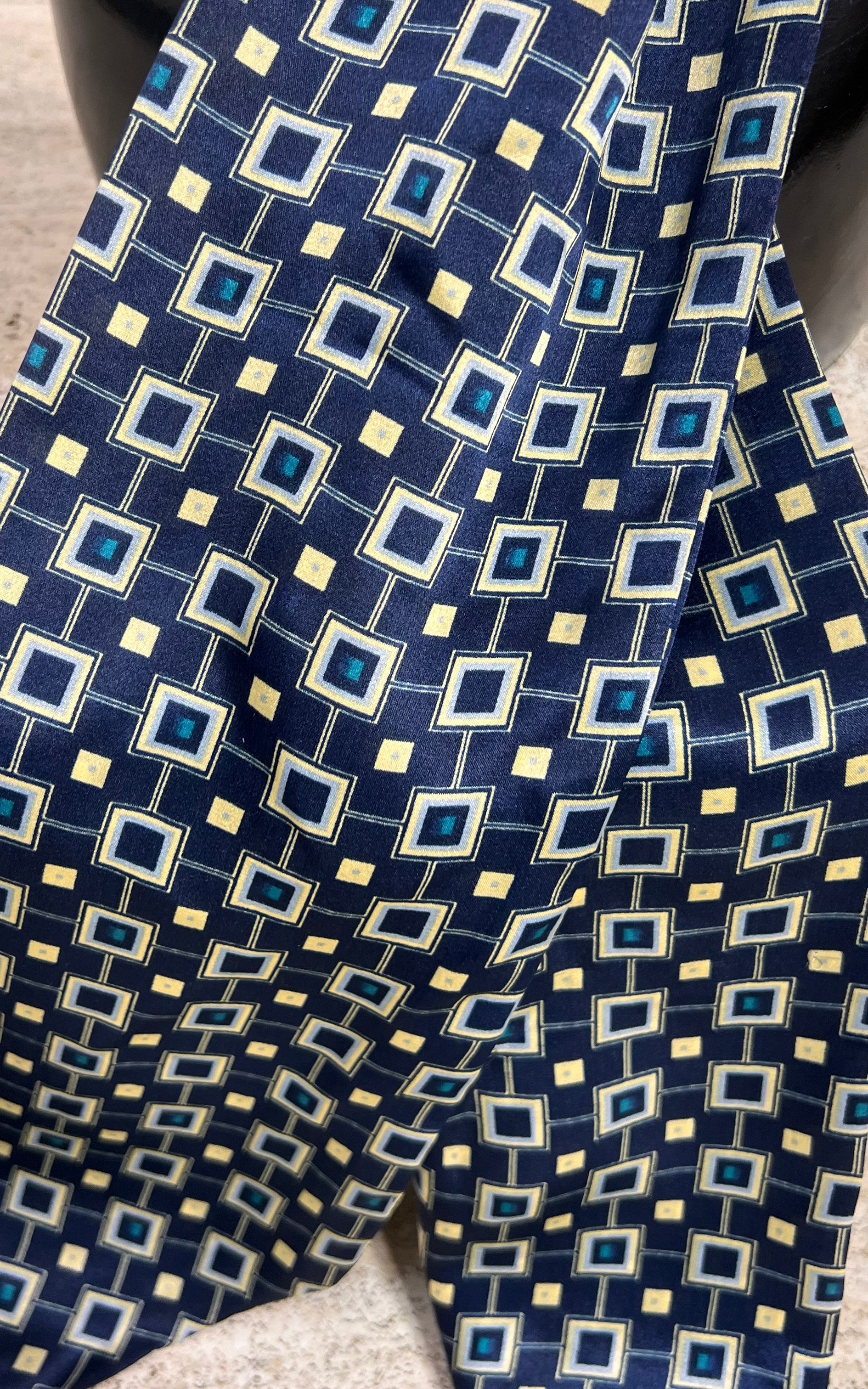 Vintage Geometric Silk Skinny Scarf